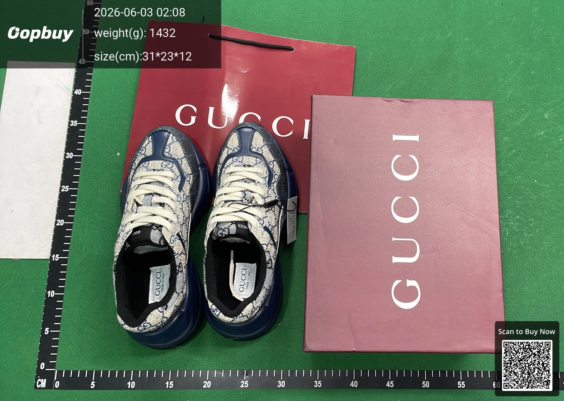 Foto QC 7 de Gucci Rhyton Low GG Supreme Monogram Blue Navy