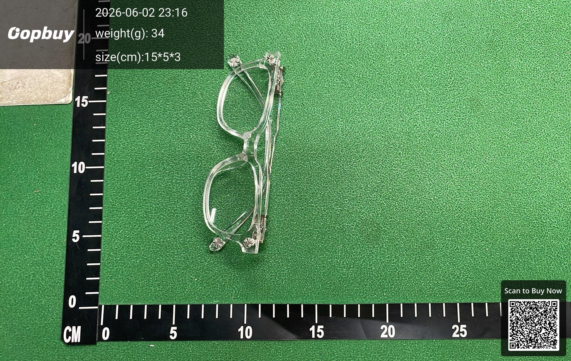 Foto QC 5 de Chrome Hearts Square-Frame Acetate Sunglasses Clear Grey (SPLAT-A)