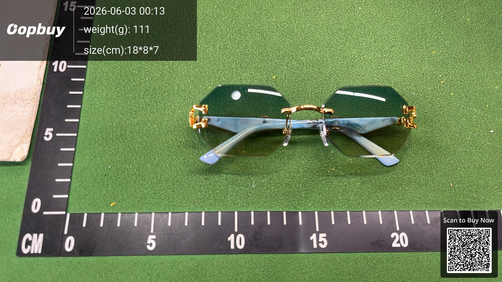 Foto QC 1 de Other Rimless Geometric Metal Sunglasses Gold Blue Yellow Gradient