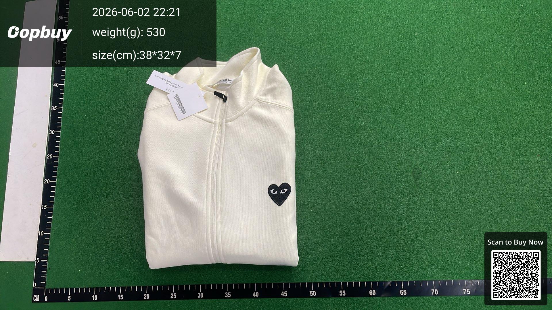 Foto QC 7 de Comme des Garcons PLAY Zip Sweater Back Big Black Heart Blue