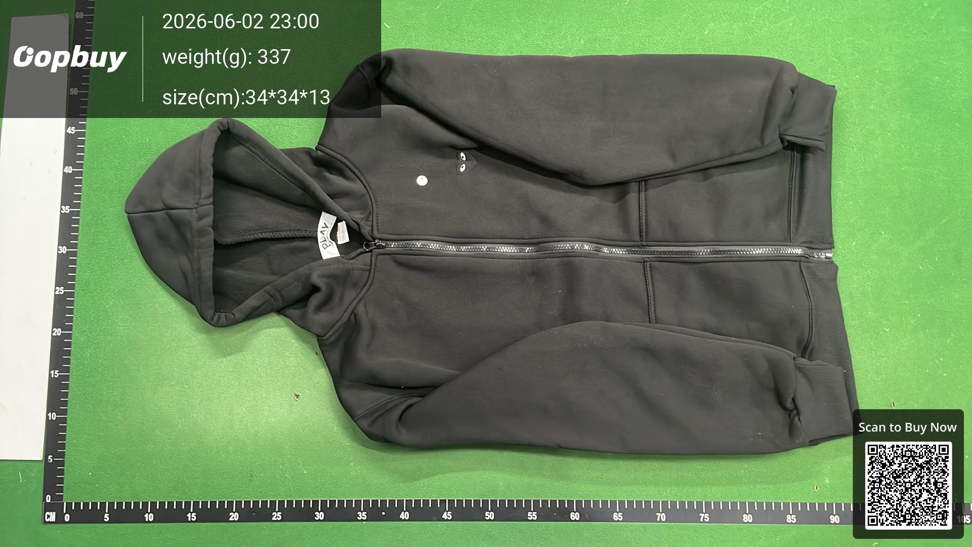 Foto QC 4 de Comme des Garcons PLAY Hooded Zip-up Jacket Fleece Black Heart White