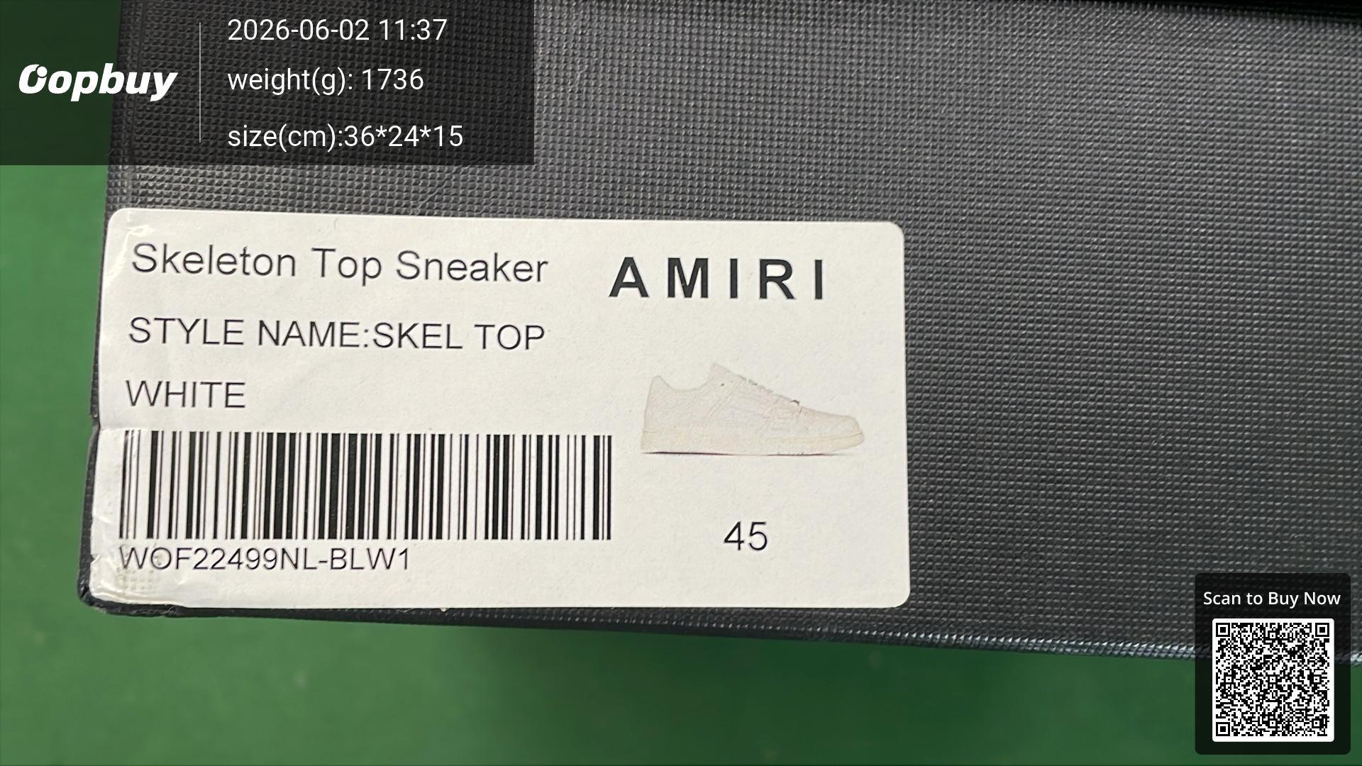 Foto QC 2 de Amiri Skel Top Low Leather Bone Appliqué Grey White