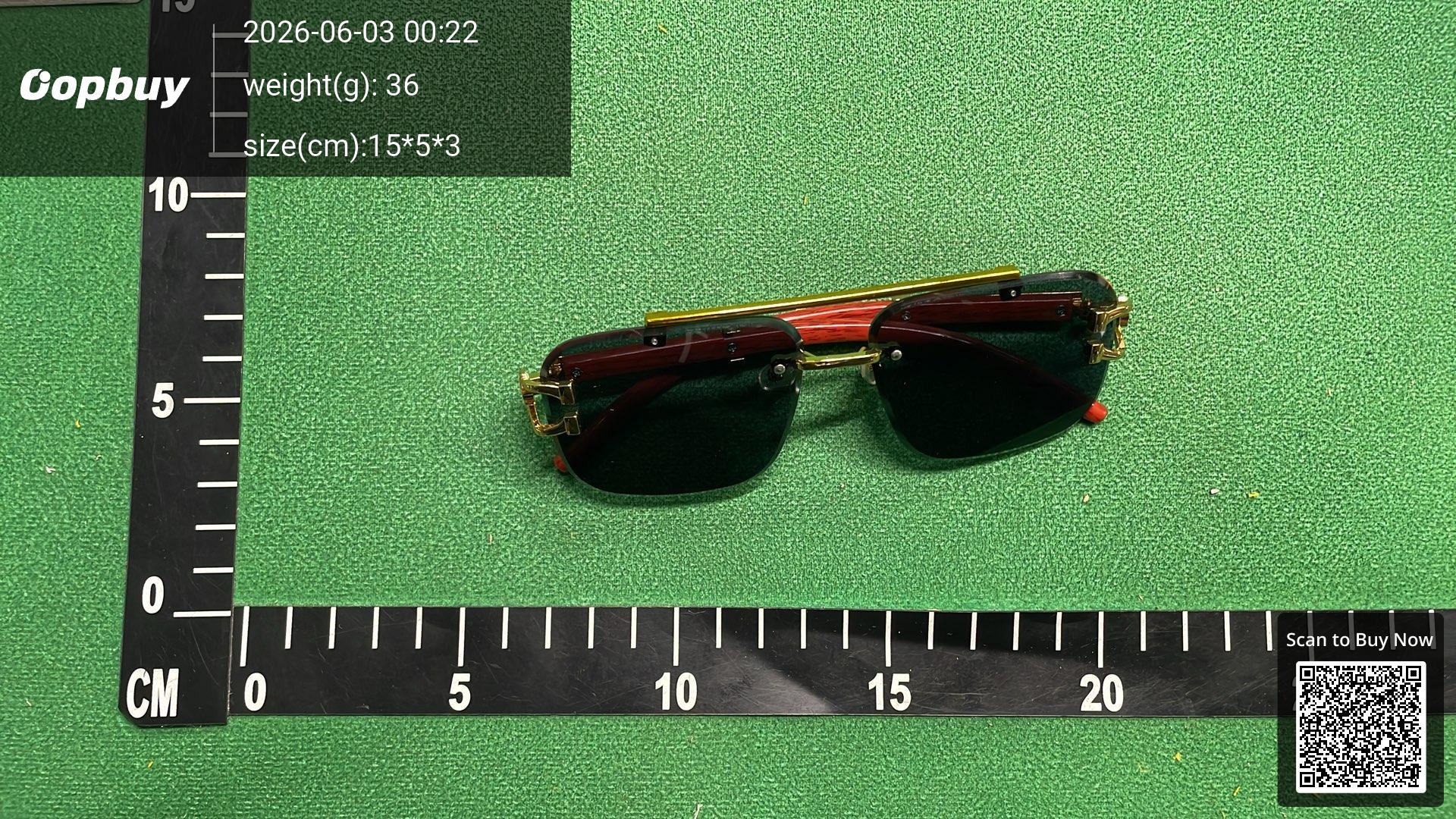 Foto QC 1 de Cartier Panthère Square-Frame Metal and Wood Sunglasses Gold Brown Blue