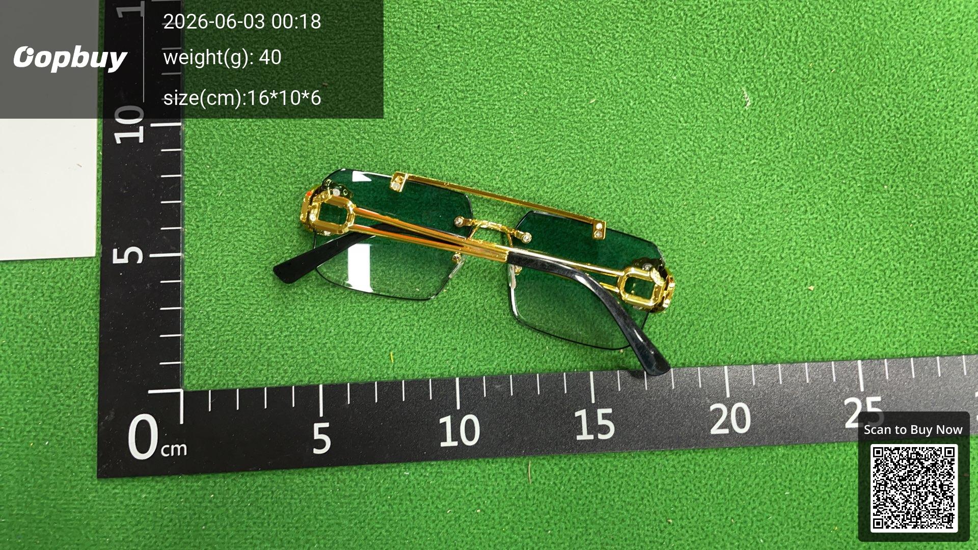 Foto QC 8 de Cartier Panthère de Cartier Rimless Rectangle Metal Sunglasses Gold Pink (CT0065S)