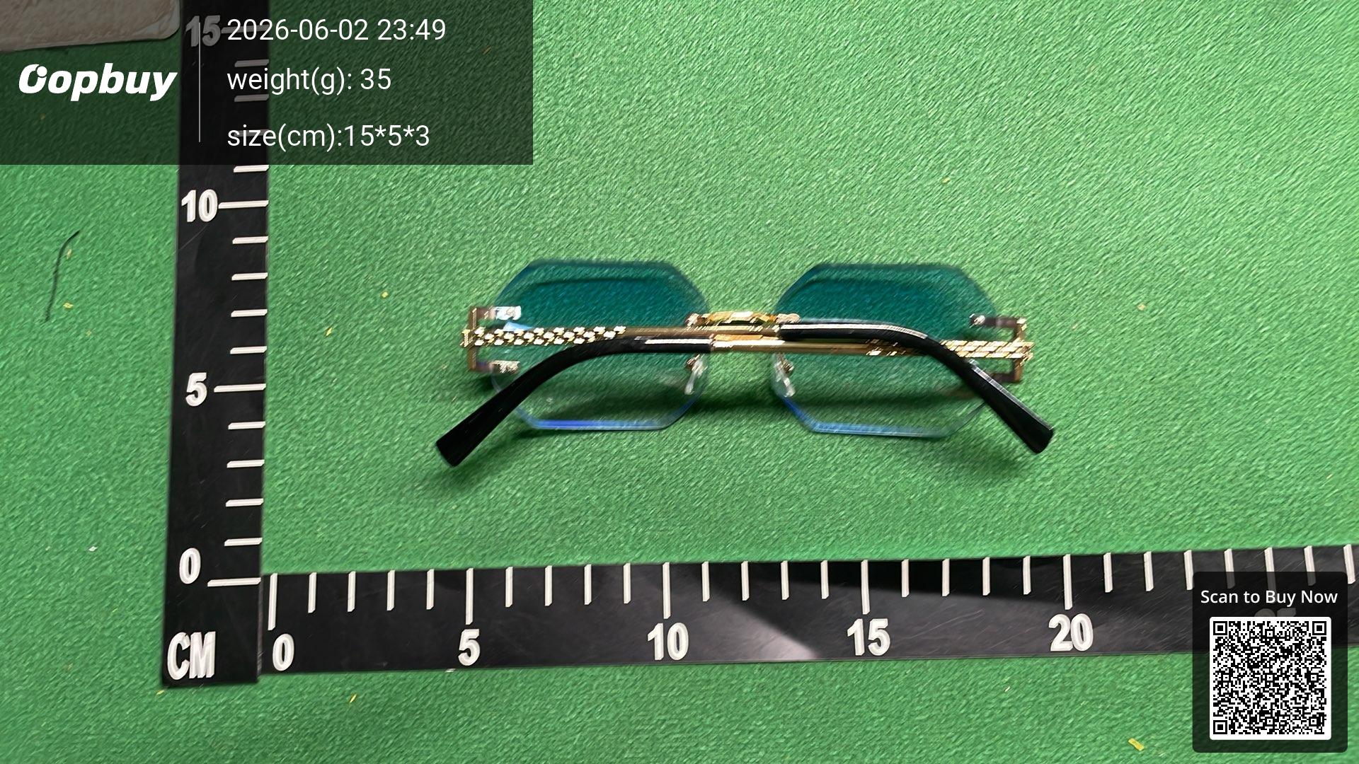 Foto QC 6 de Unbranded Octagonal Rimless Metal Sunglasses Gold Grey Gradient