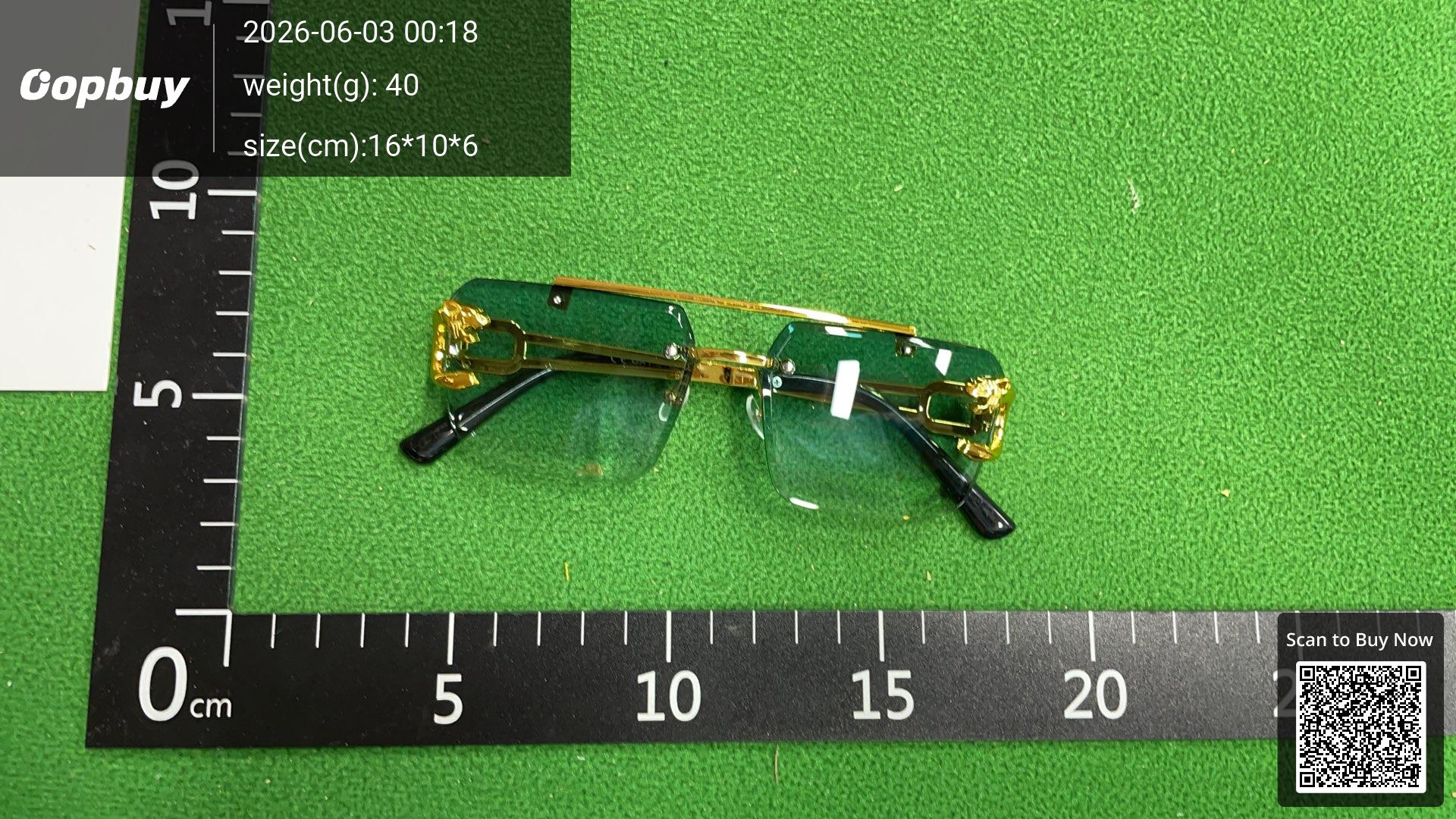 Foto QC 5 de Cartier Panthère de Cartier Rimless Rectangle Metal Sunglasses Gold Pink (CT0065S)