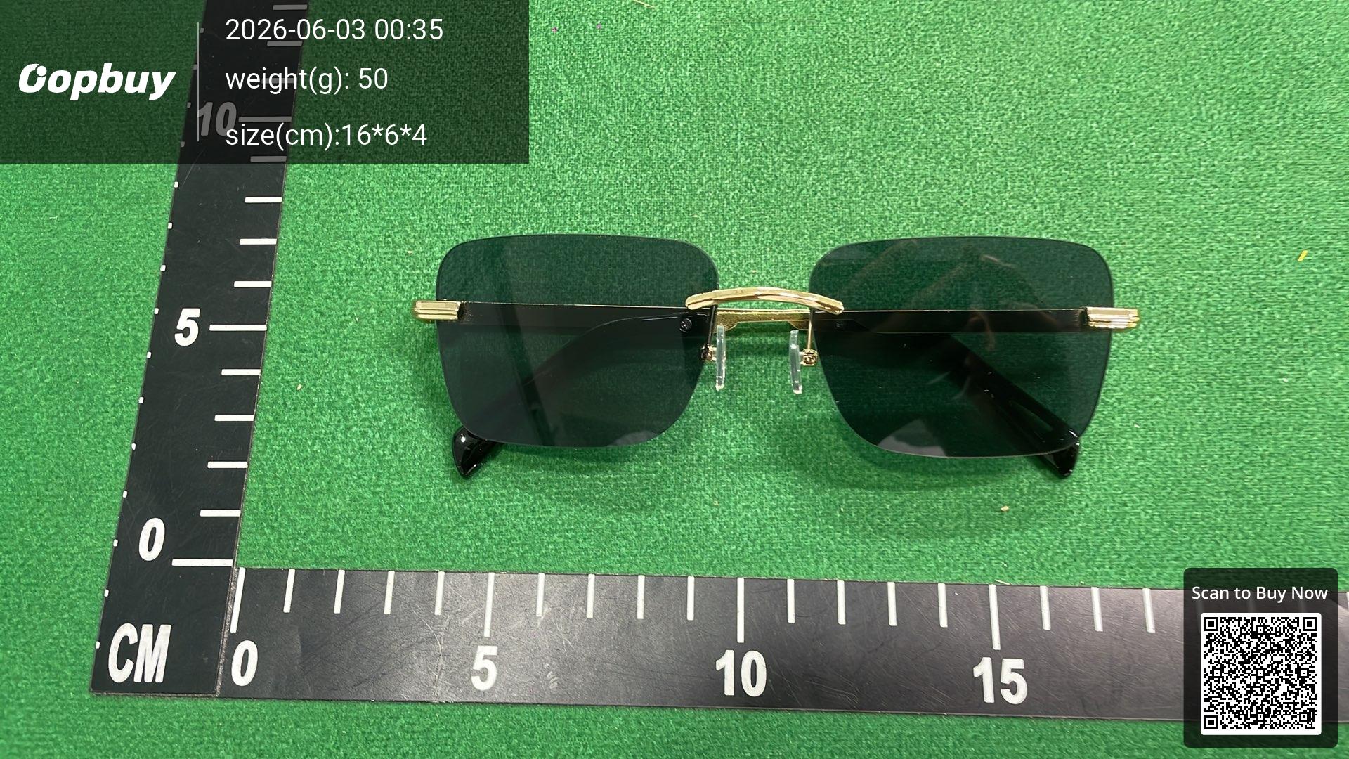 Foto QC 1 de Other Rimless Square-Frame Metal Sunglasses Gold Clear