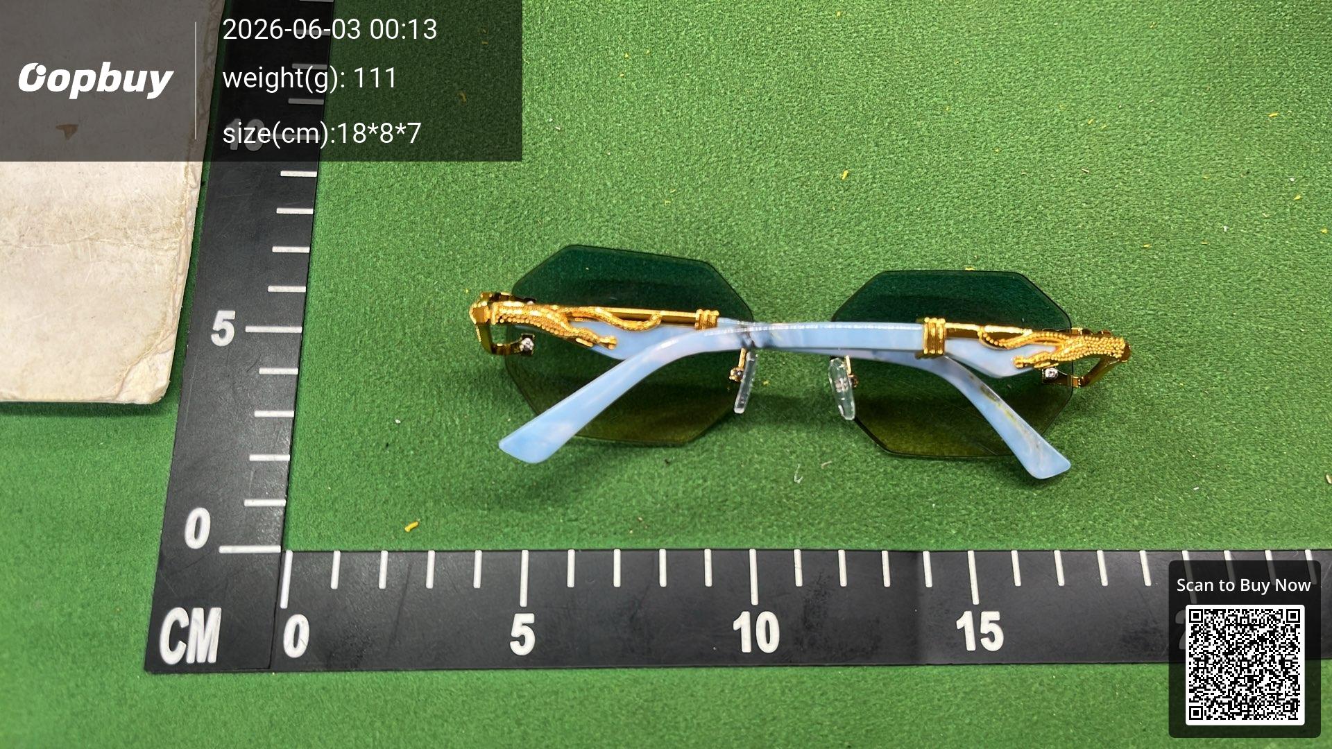 Foto QC 2 de Other Rimless Geometric Metal Sunglasses Gold Blue Yellow Gradient