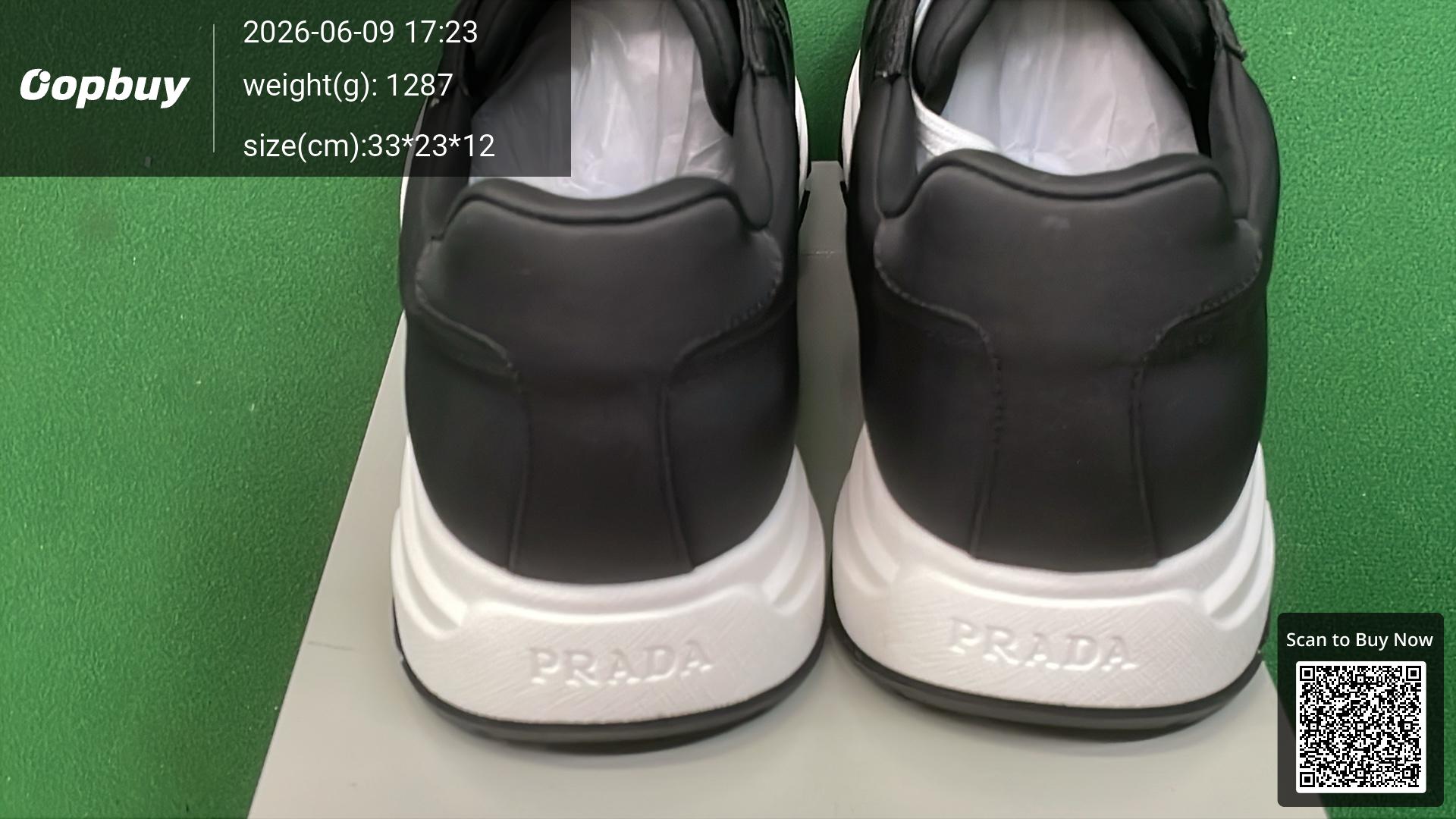 Foto QC 3 de Prada Leather and Technical Fabric Low Black