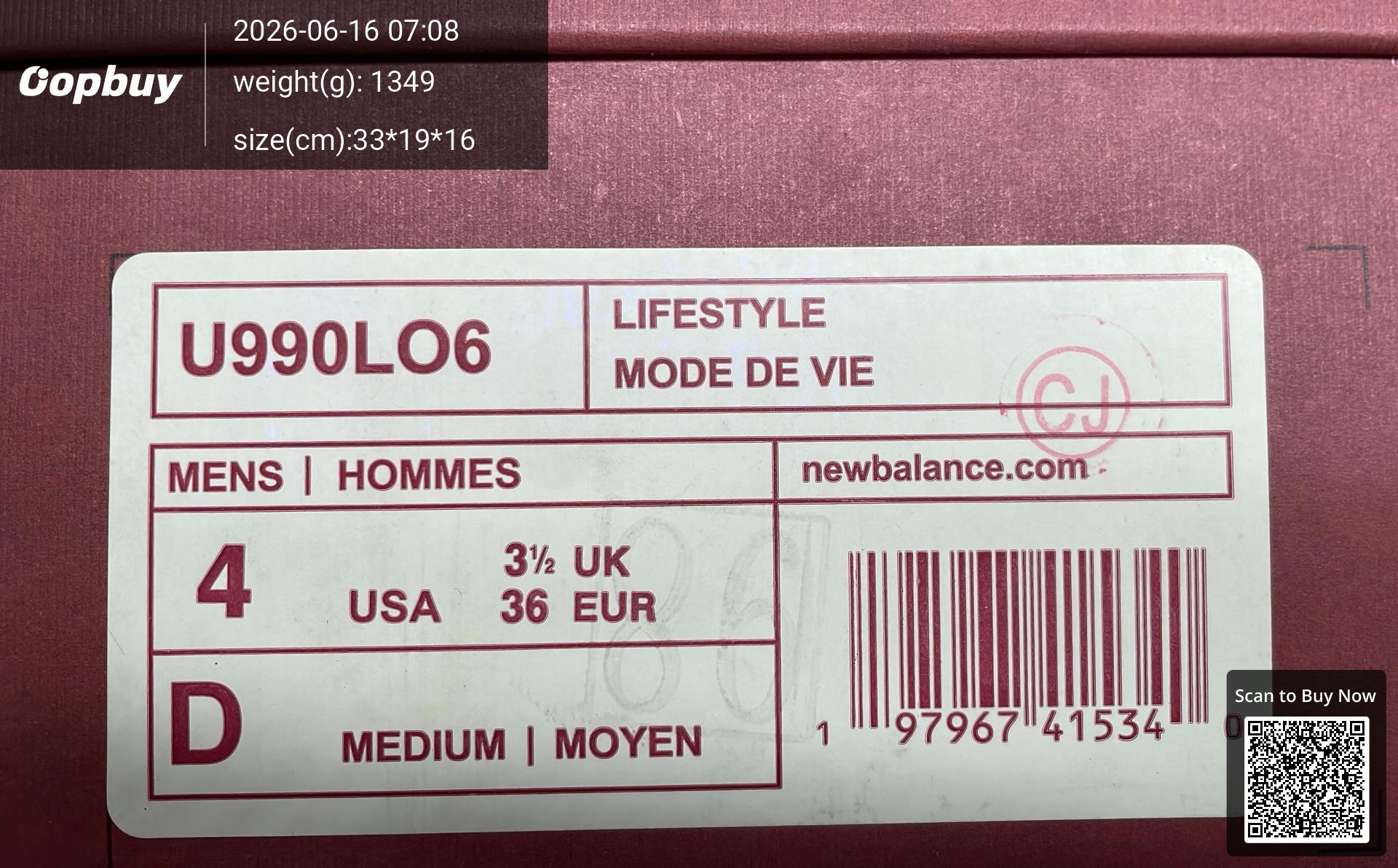 Foto QC 2 de New Balance 990 v6 Loro Piana U990LO6