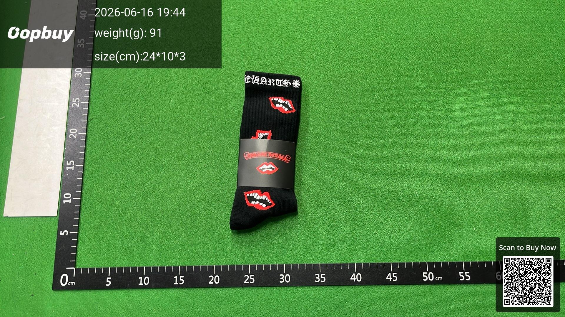 Foto QC 6 de Chrome Hearts Matty Boy Crew Socks Chomper Lips White
