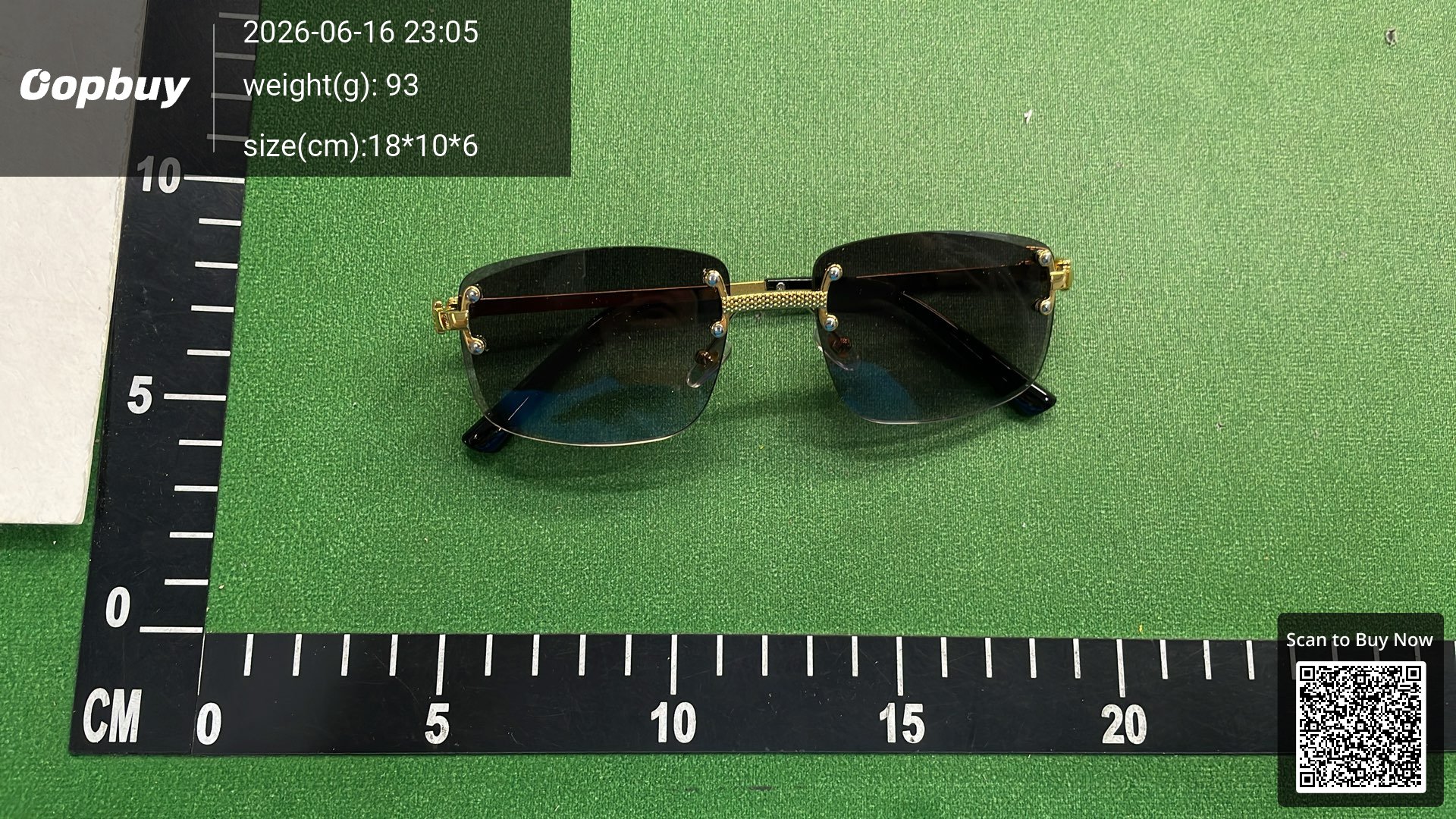 Foto QC 1 de Other Rimless Square-Frame Metal Sunglasses Gold Clear