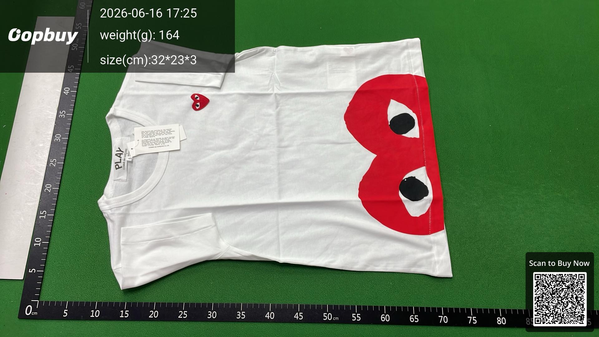 Foto QC 6 de Comme des Garçons PLAY T-shirt White Eyes Black
