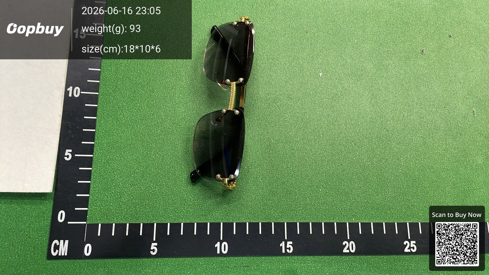 Foto QC 3 de Other Rimless Square-Frame Metal Sunglasses Gold Clear