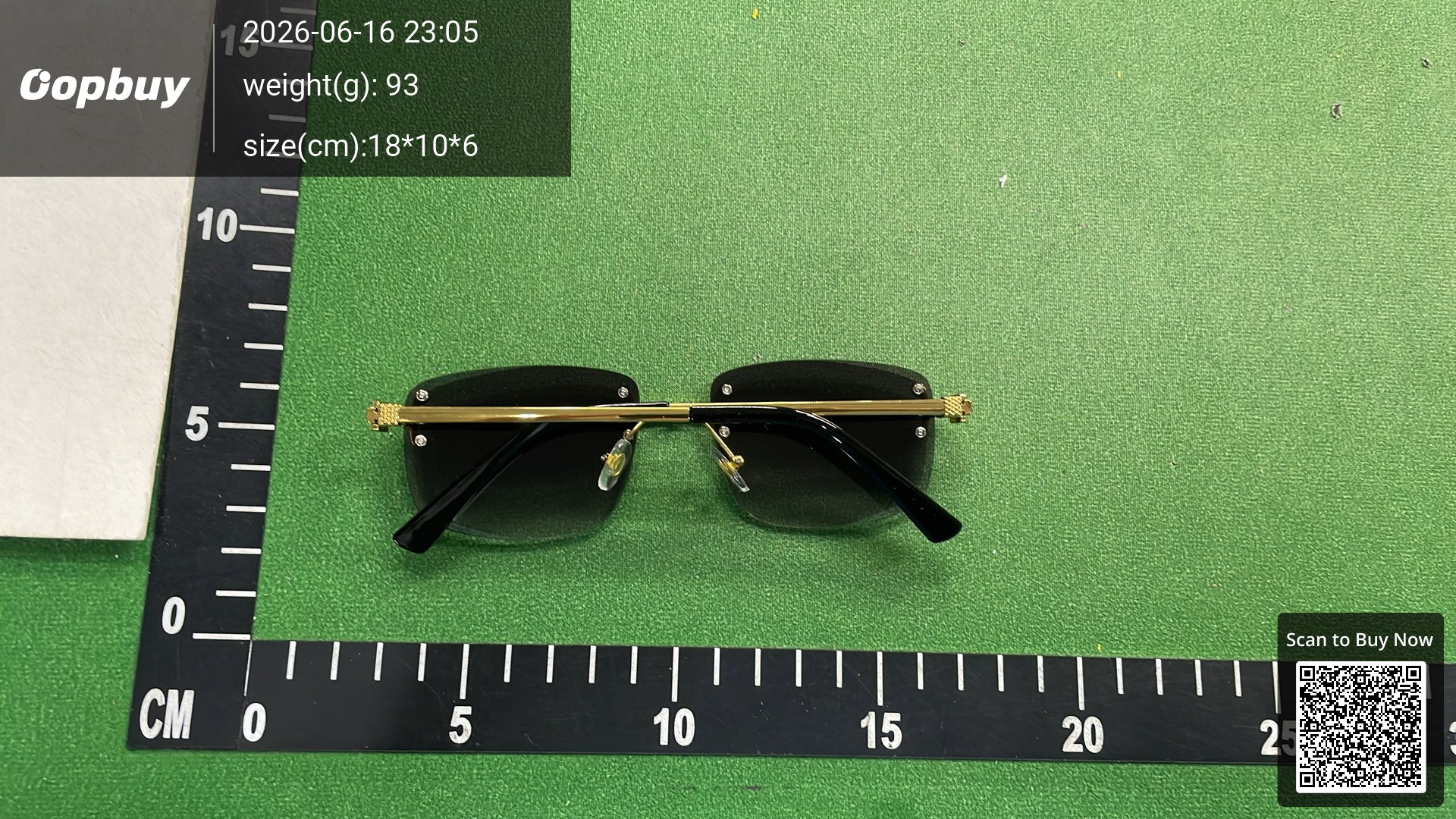 Foto QC 2 de Other Rimless Square-Frame Metal Sunglasses Gold Clear