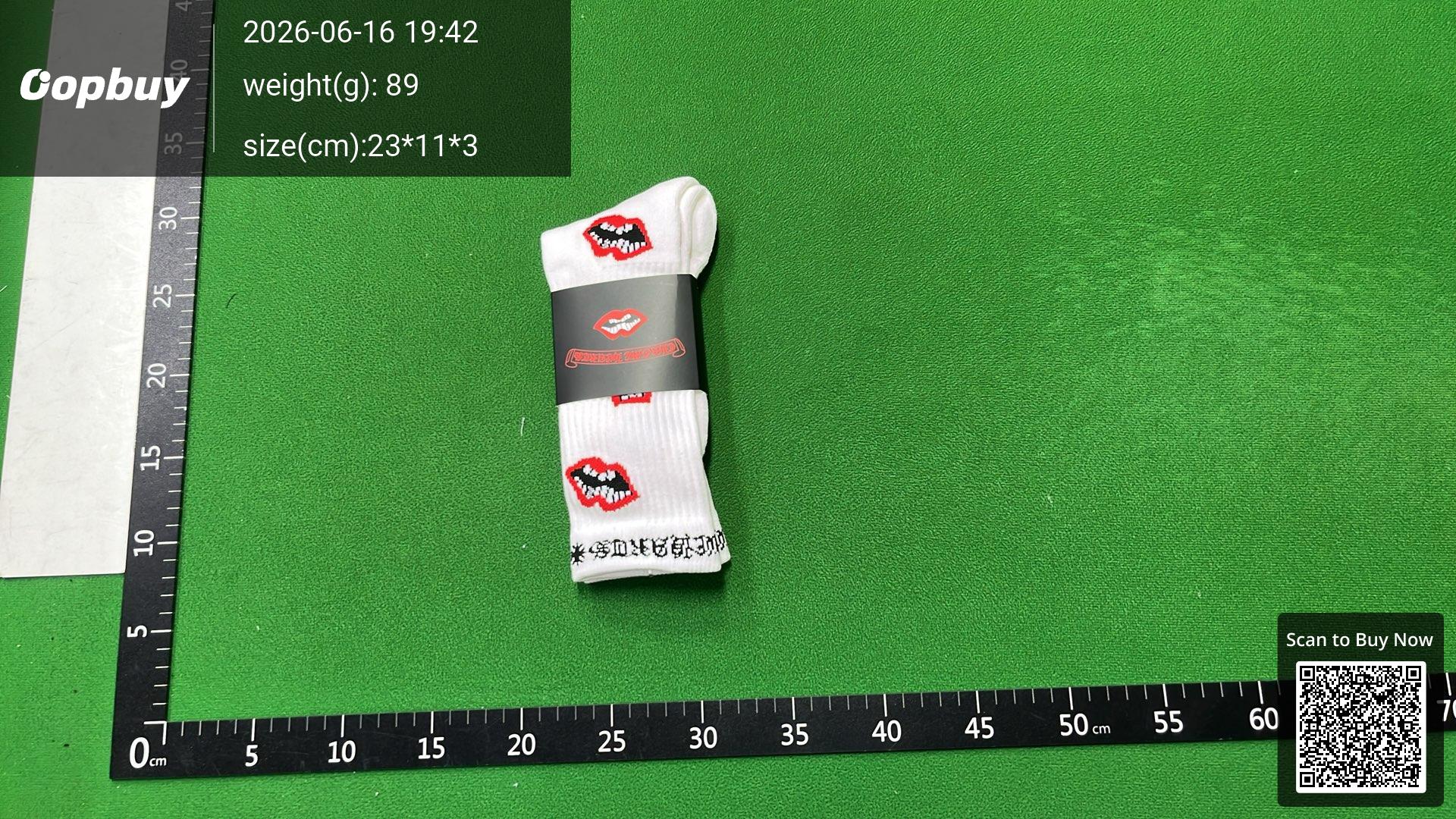 Foto QC 3 de Chrome Hearts Matty Boy Crew Socks Chomper Lips White