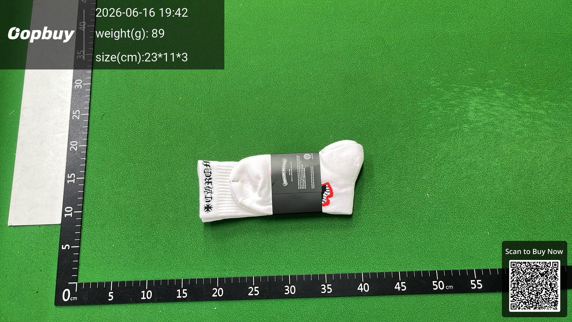 Foto QC 2 de Chrome Hearts Matty Boy Crew Socks Chomper Lips White