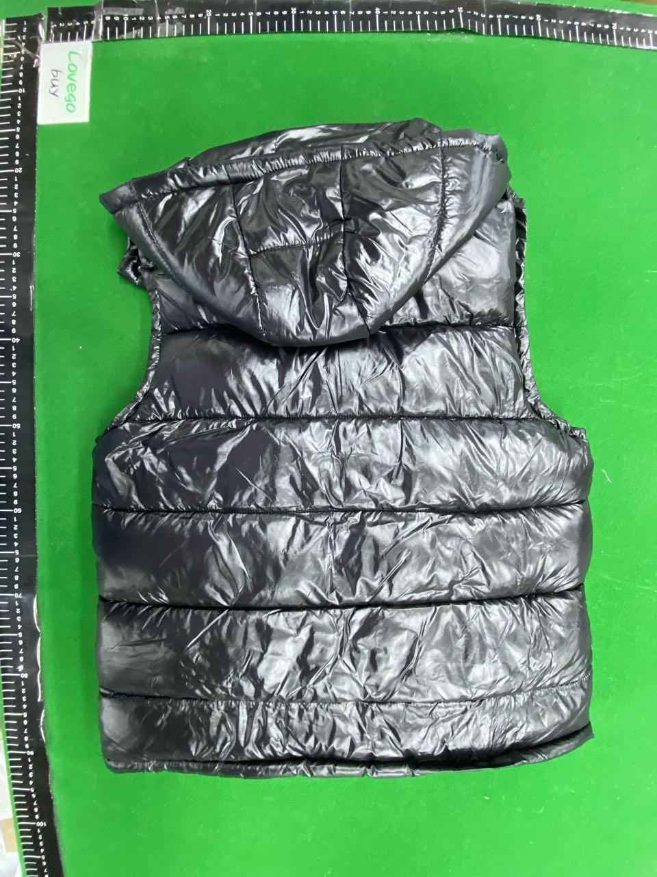 Foto QC 4 de Moncler Puffer Vest Glossy Hooded Tricolor Stripe Black