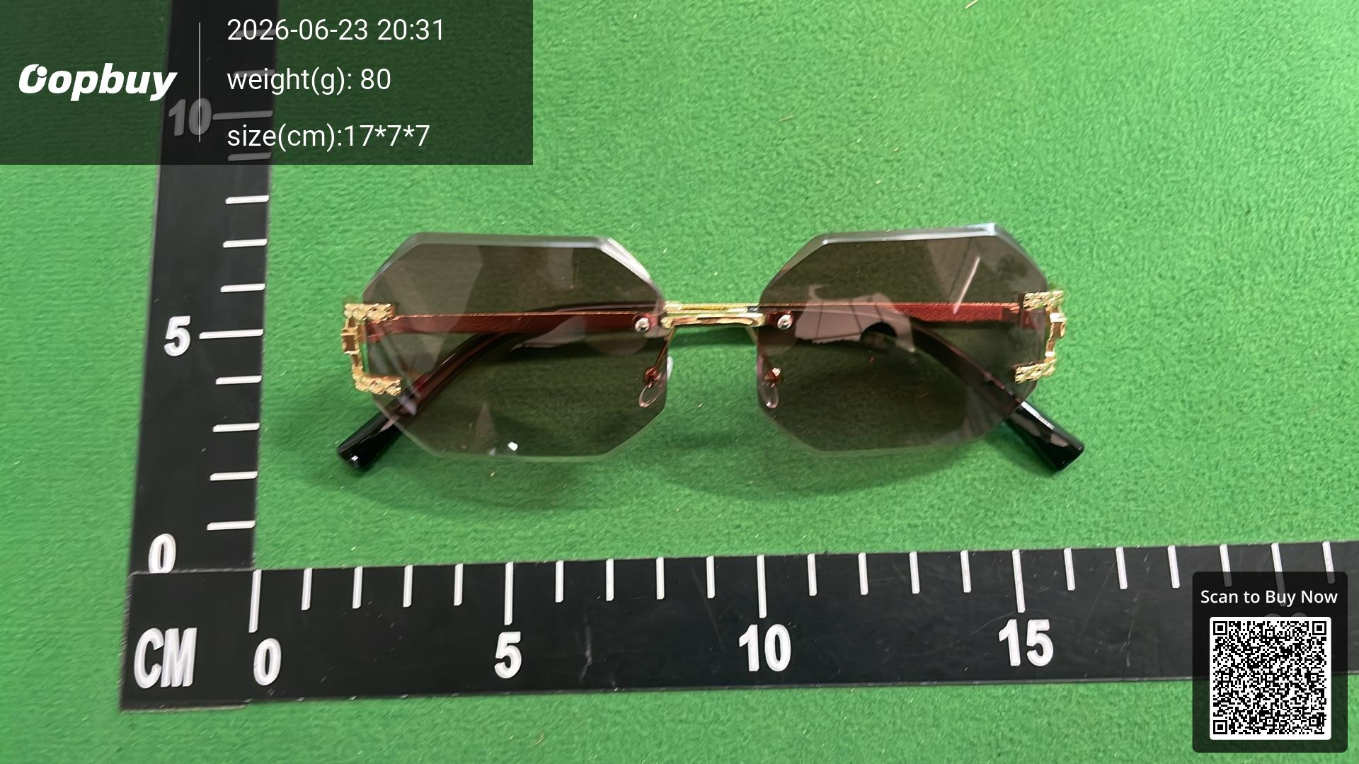 Foto QC 1 de Unbranded Octagonal Rimless Metal Sunglasses Gold Grey Gradient
