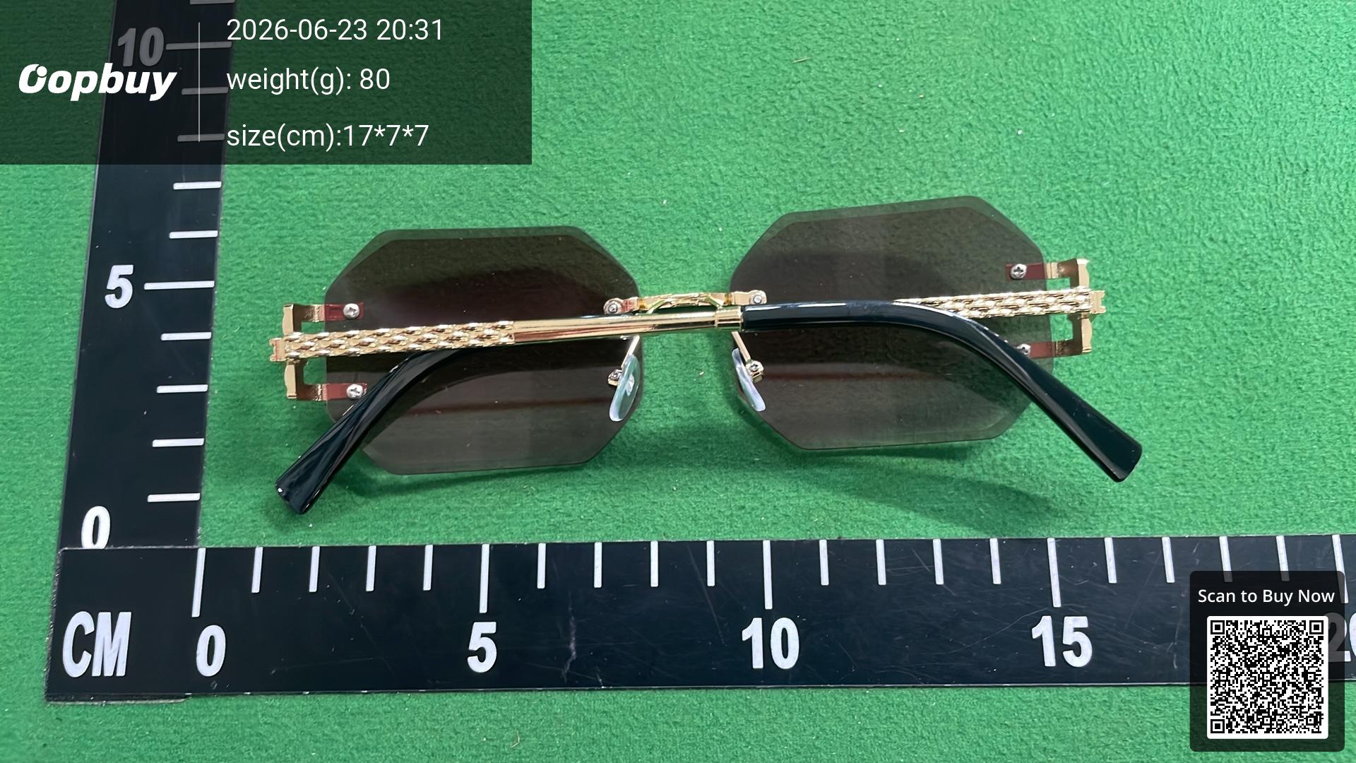 Foto QC 2 de Unbranded Octagonal Rimless Metal Sunglasses Gold Grey Gradient
