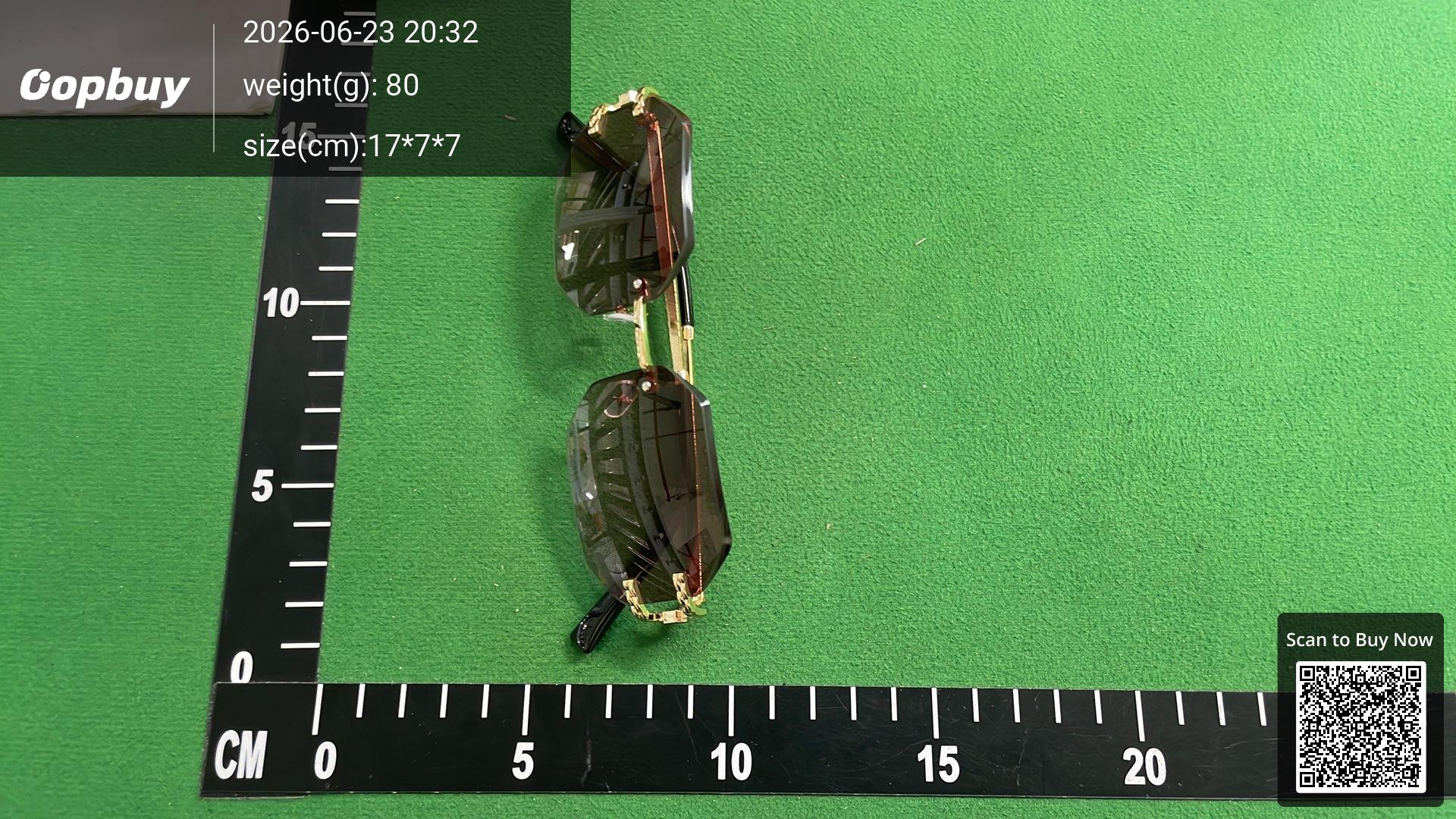 Foto QC 3 de Unbranded Octagonal Rimless Metal Sunglasses Gold Grey Gradient