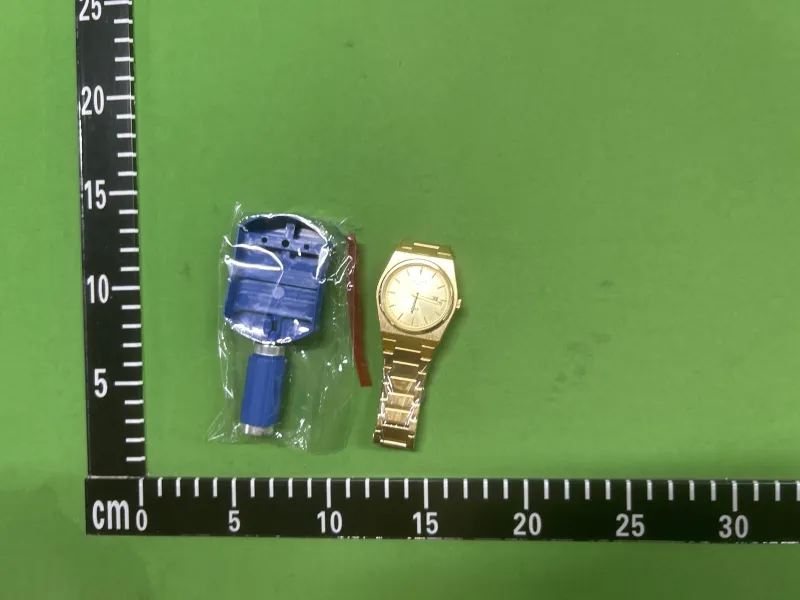 包钢一体表带石英光面全金色