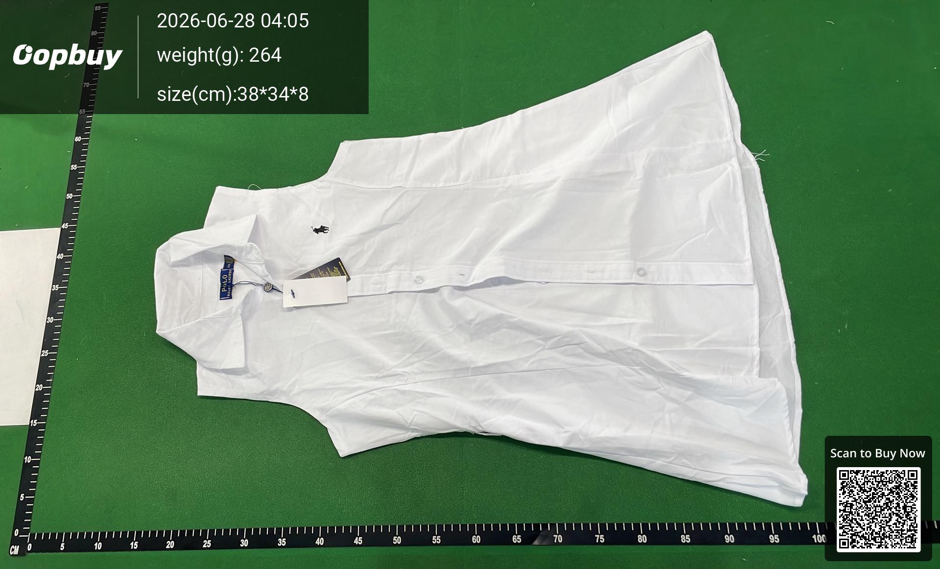 Foto QC 2 de Polo Ralph Lauren A-Line Skirt Belted Oxford Sleeveless Shirt White
