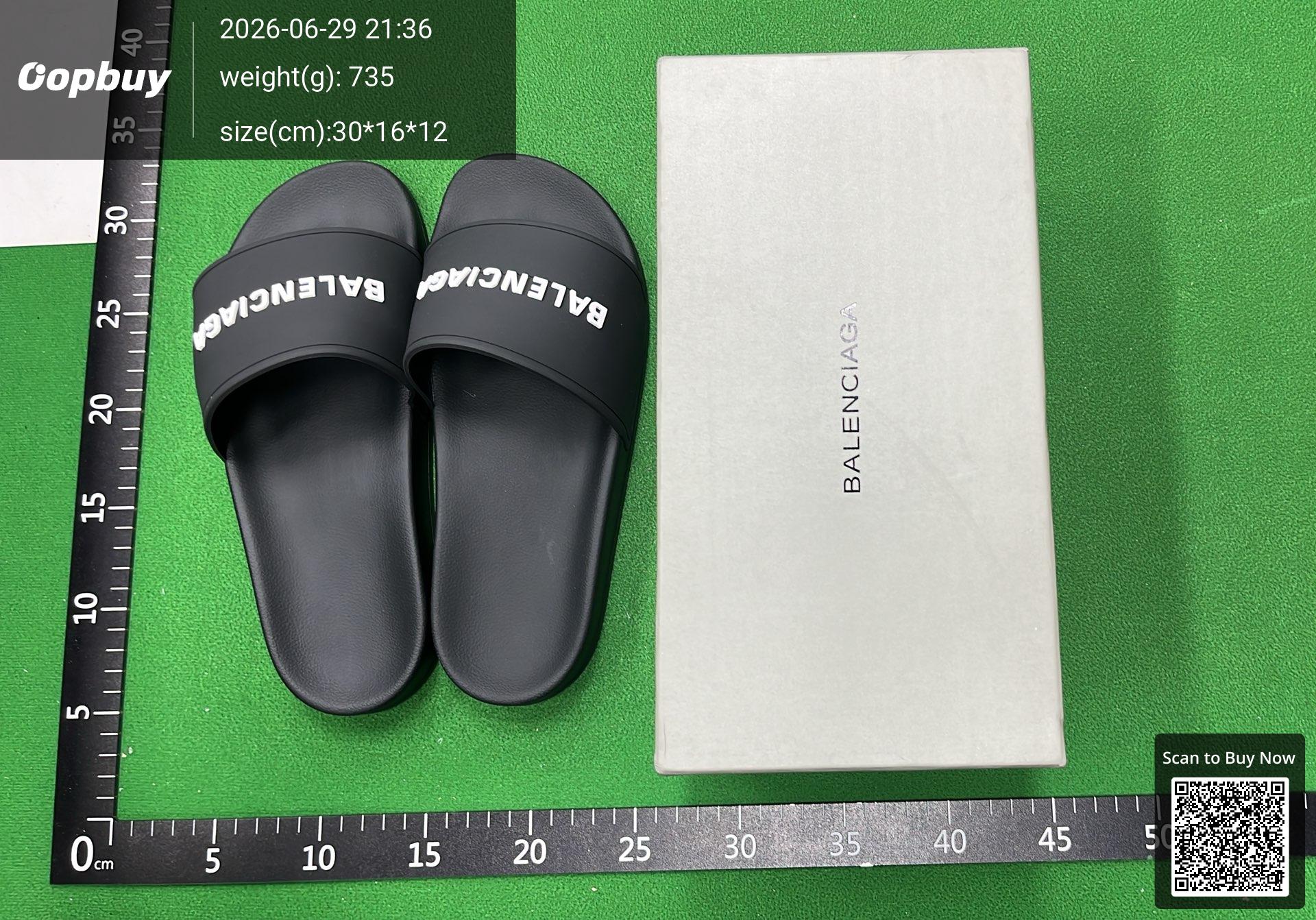 Foto QC 6 de Balenciaga BB Pool Slide Rubber Black White