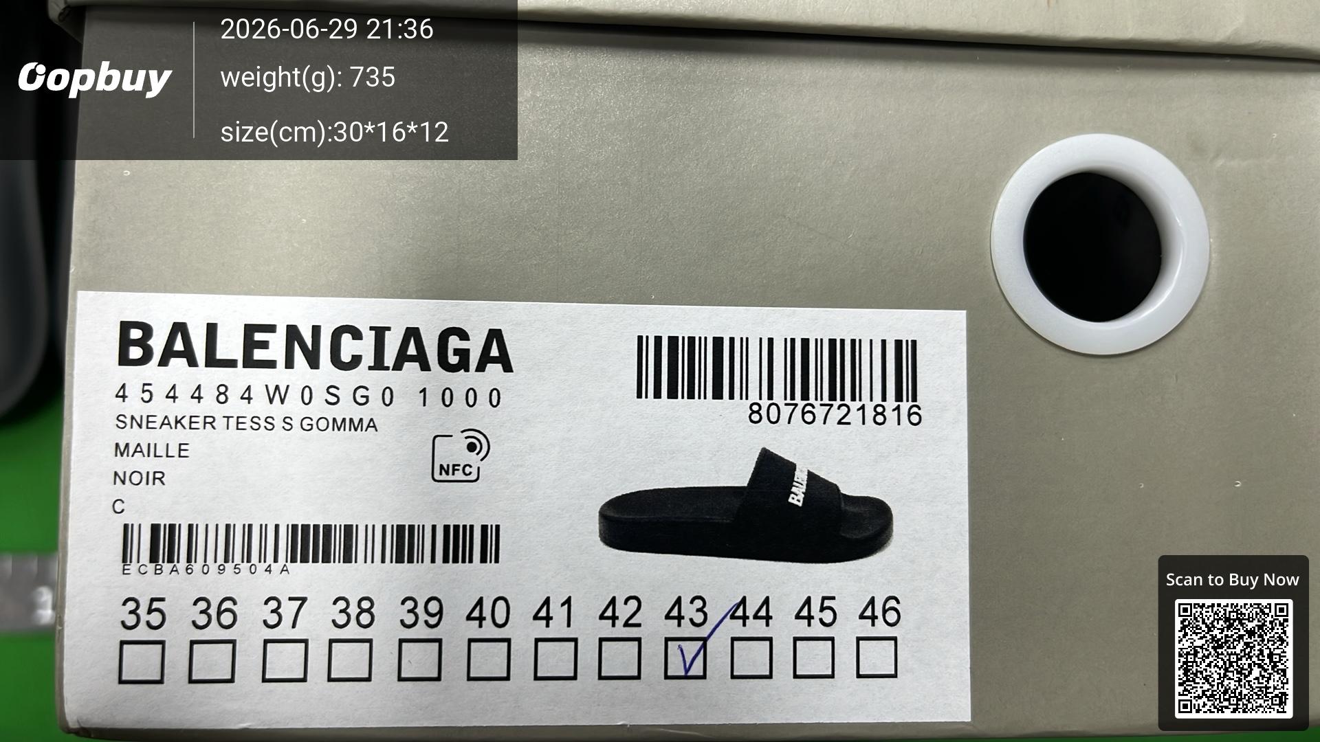 Foto QC 7 de Balenciaga BB Pool Slide Rubber Black White