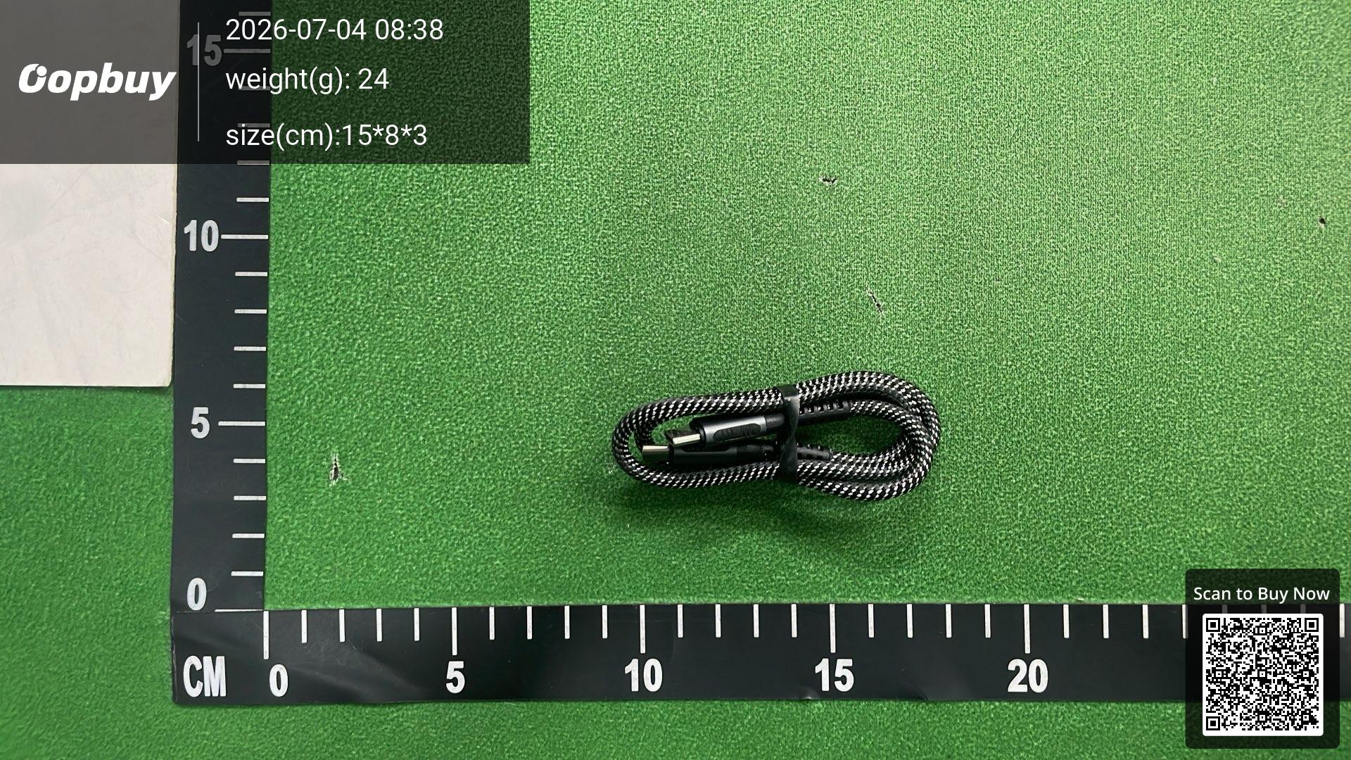 Foto QC 1 de Unbranded Braided 27W USB-C to Lightning Cable for Lightning Devices Grey