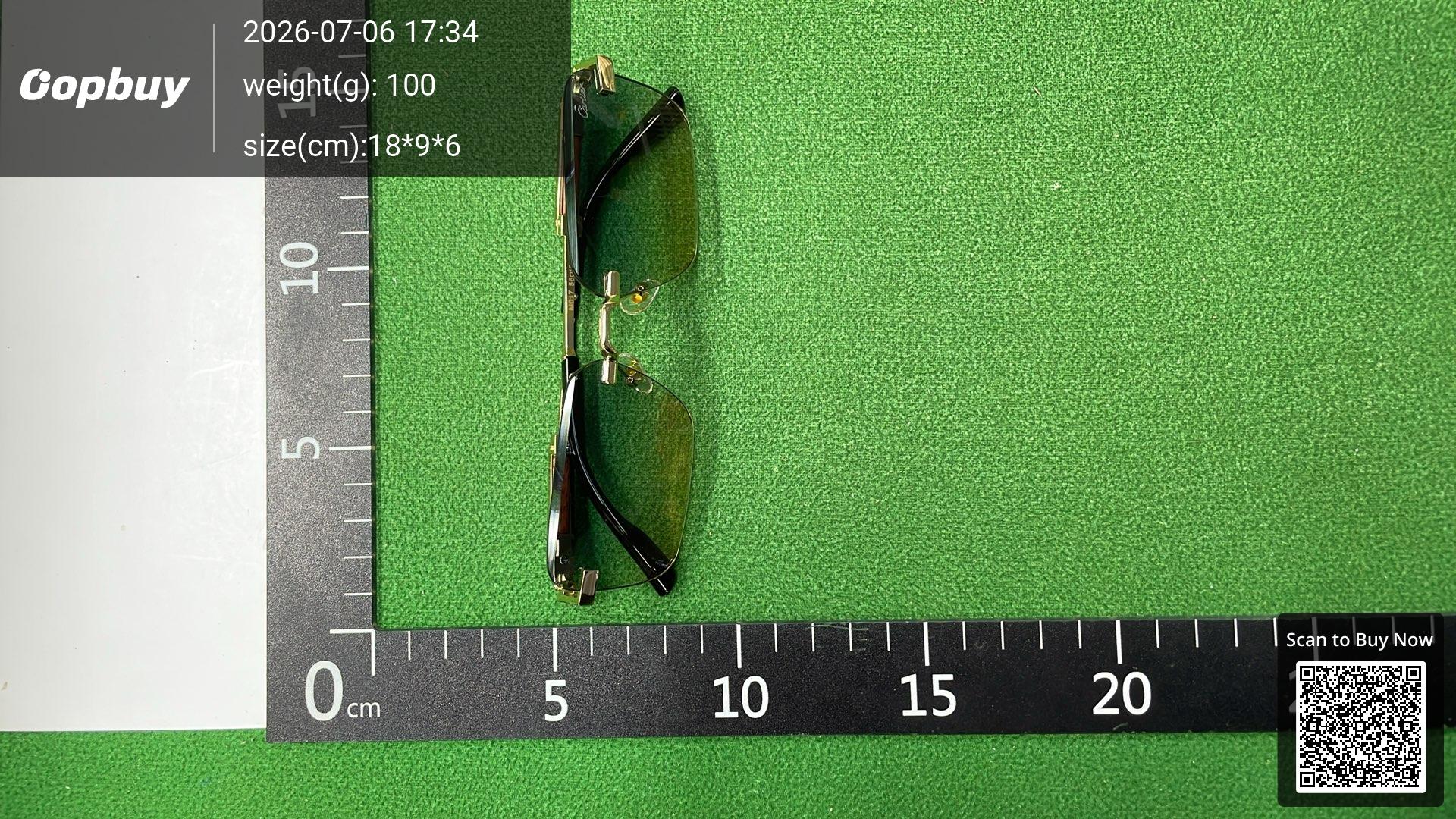 Foto QC 8 de Cartier Square Rimless Metal Sunglasses Gold Blue Yellow Gradient (017)