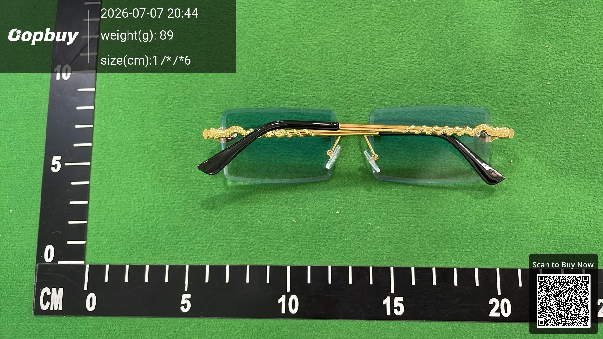 Foto QC 4 de Other Rimless Rectangle Metal Sunglasses Gold Blue Gradient