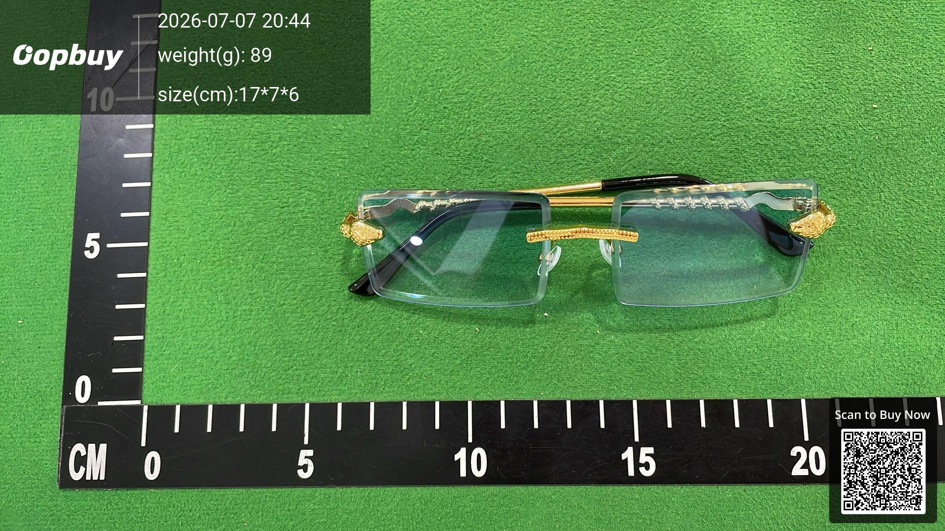 Foto QC 3 de Other Rimless Rectangle Metal Sunglasses Gold Blue Gradient