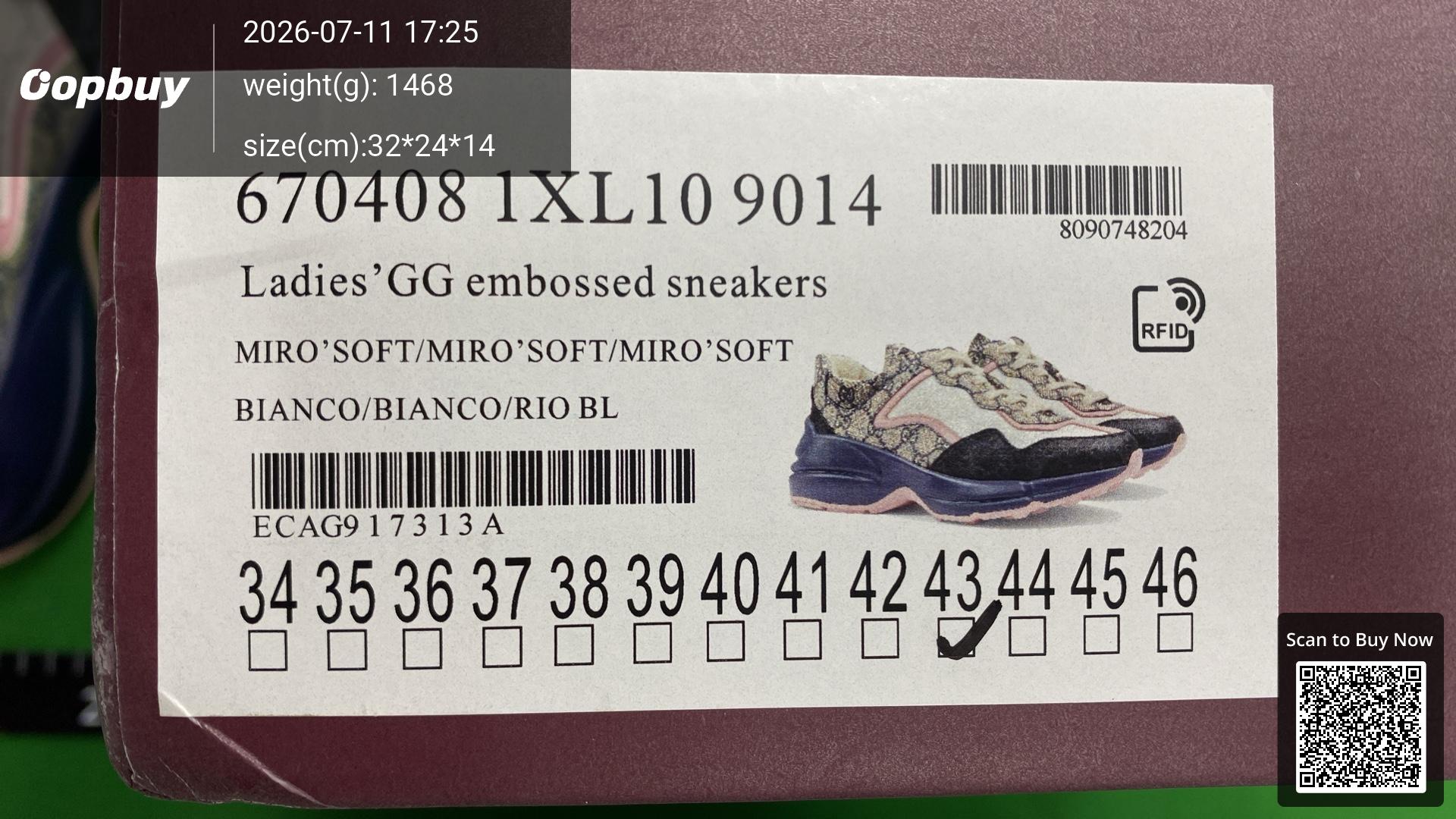 Foto QC 2 de Gucci Rhyton GG Supreme Canvas Chunky Sneakers Pink Blue Color-block