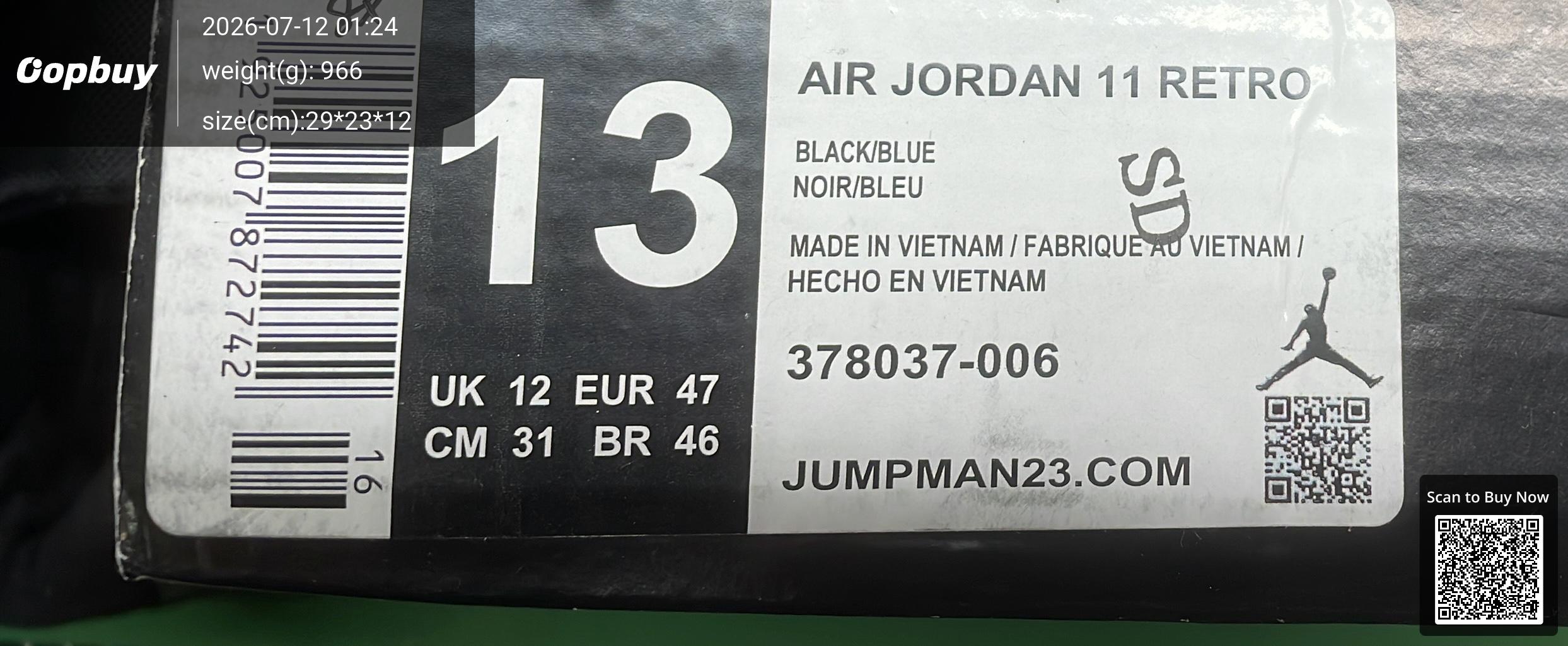 Foto QC 2 de Jordan 11 Retro Gamma Blue 378037-006