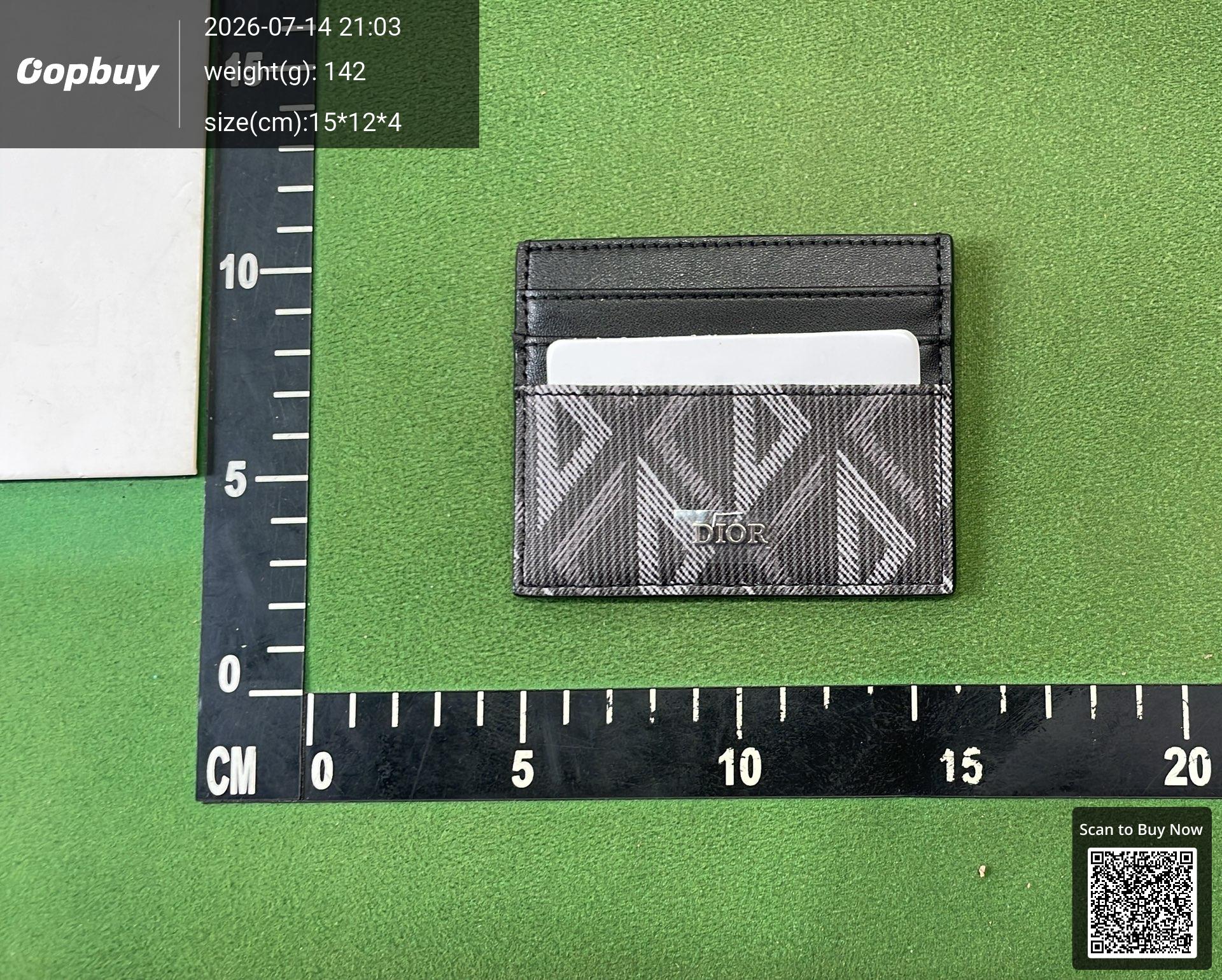 Foto QC 8 de Dior Oblique Card Holder Jacquard Burgundy