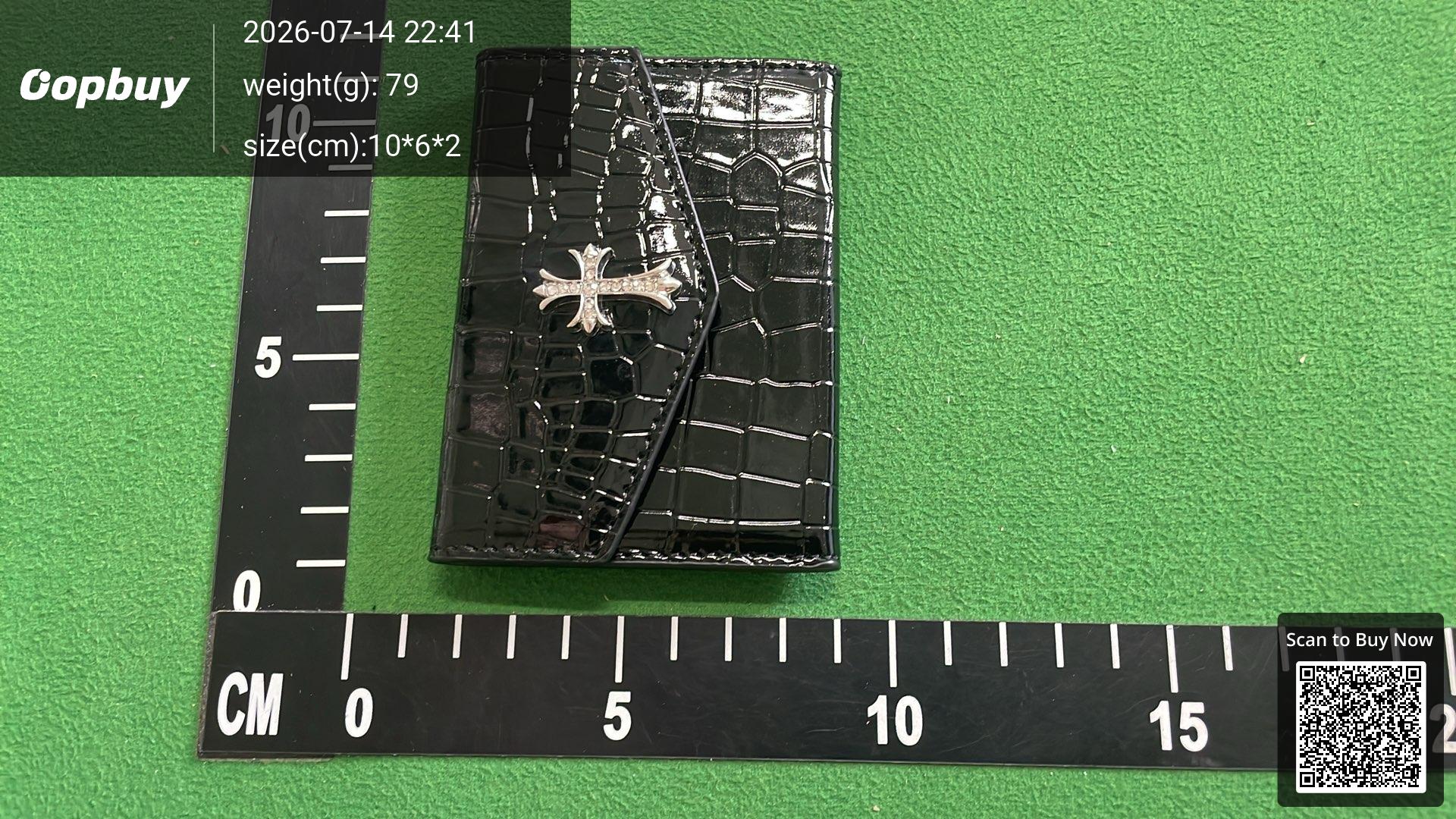 Foto QC 3 de Chrome Hearts CH Plus Card Holder Crocodile Embossed Black