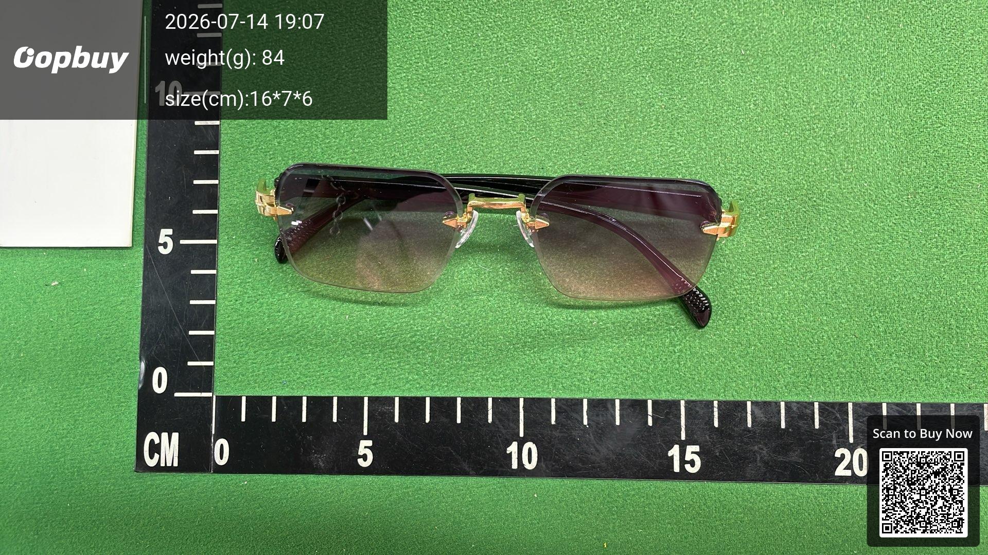 Foto QC 4 de Other Rectangle Cut-Edge Metal Acetate Sunglasses Gold Black Purple Gradient