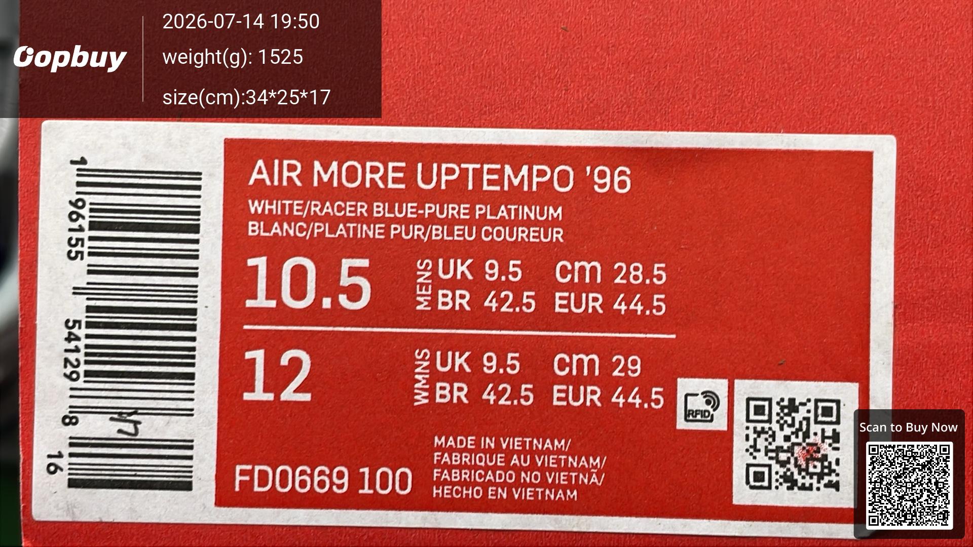 Foto QC 2 de Nike Air More Uptempo '96 White Deep Royal Blue 921948-101