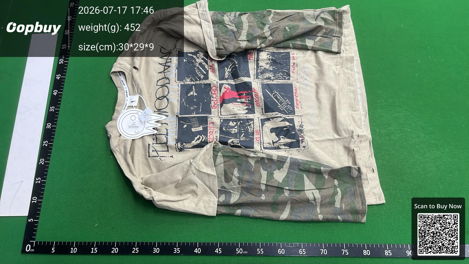 Foto QC 6 de Other Fleetwood Mac Distressed Camouflage Faux Two-Piece T-shirt Gray