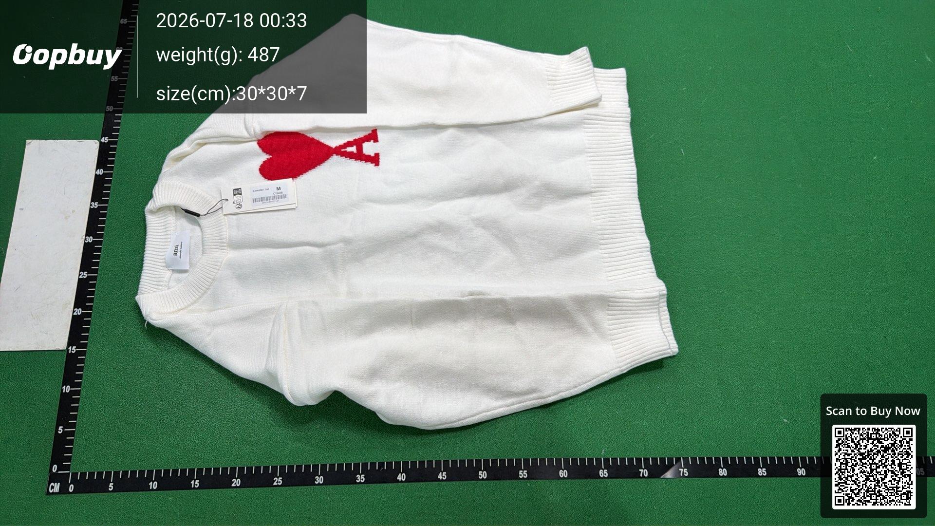 Foto QC 2 de Ami Paris Ami de Coeur Sweater Knit Hoodie White