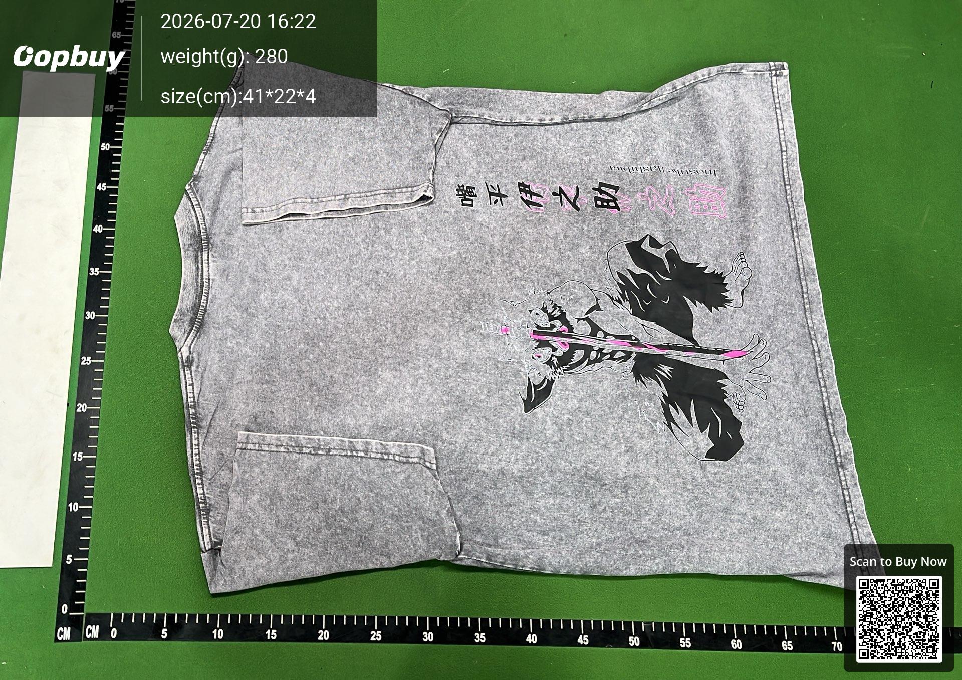 Foto QC 3 de Other Demon Slayer Akaza Graphic T-shirt Washed Black