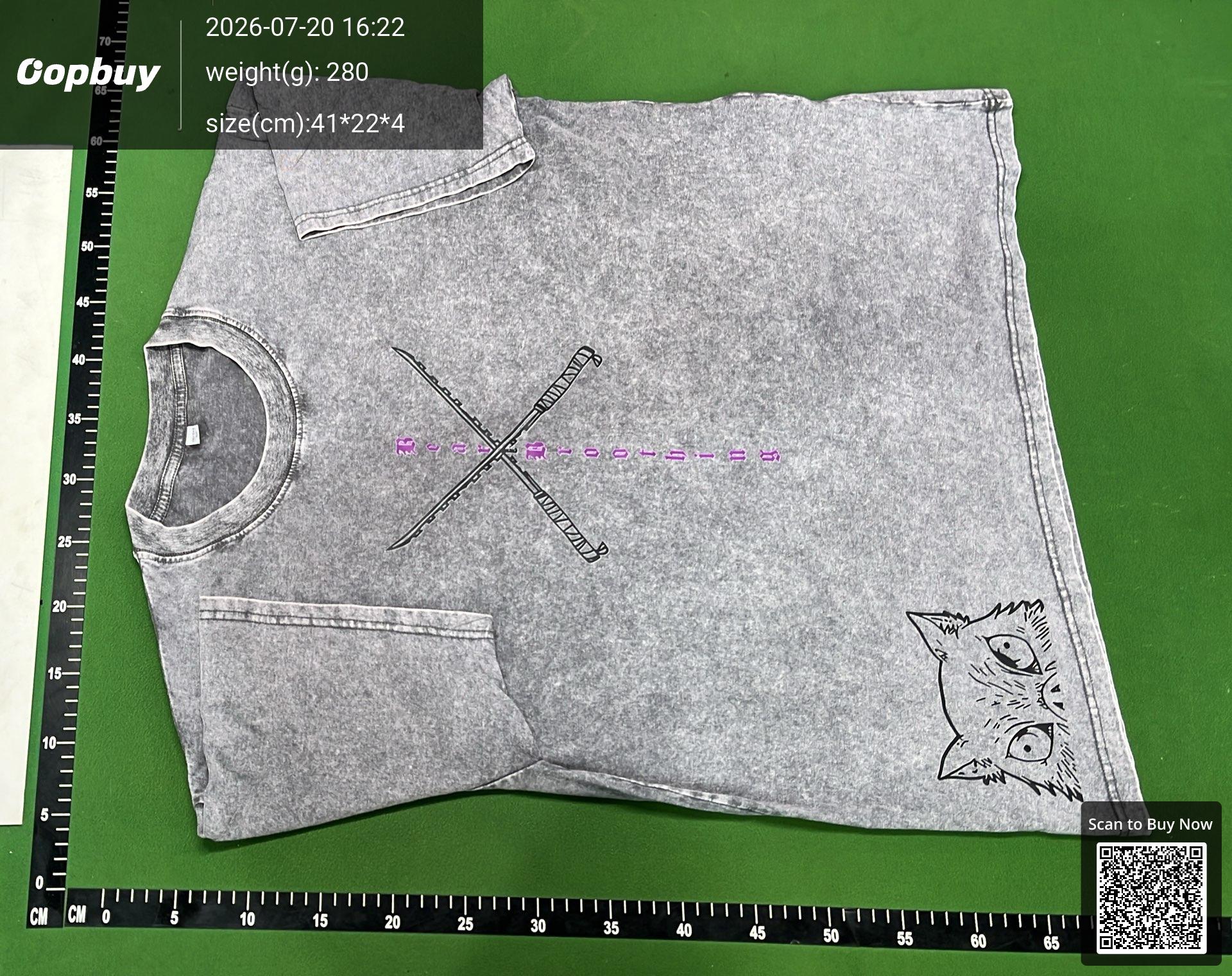 Foto QC 2 de Other Demon Slayer Akaza Graphic T-shirt Washed Black