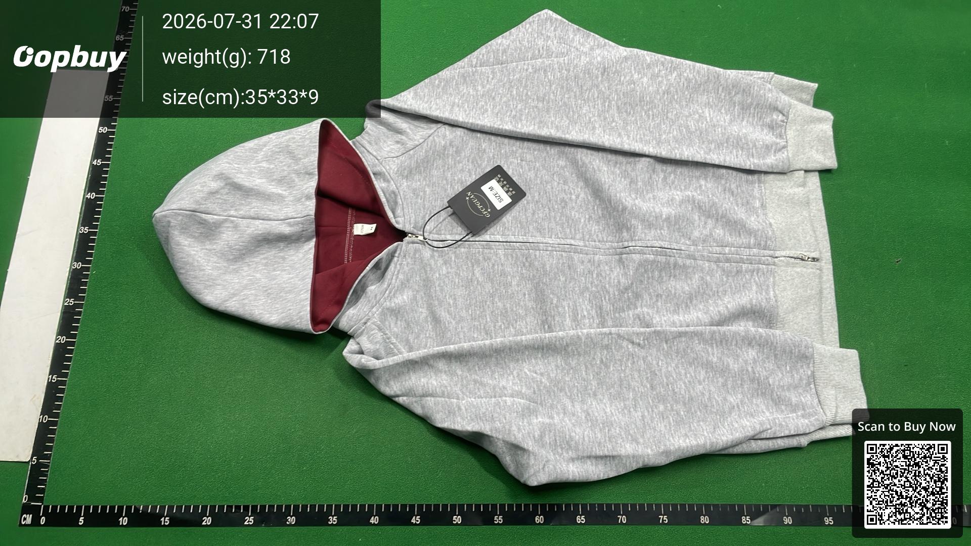 Foto QC 6 de Cole Buxton Boxy Zip Sweater Heavyweight 450g Grey Burgundy