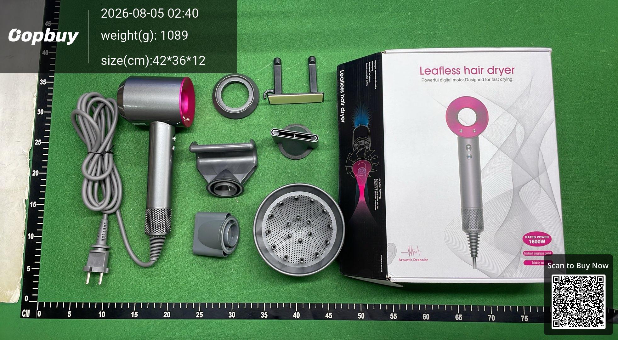 Foto QC 3 de Generic Bladeless Hair Dryer High-Speed Ionic 5 Nozzles Macaron Pink