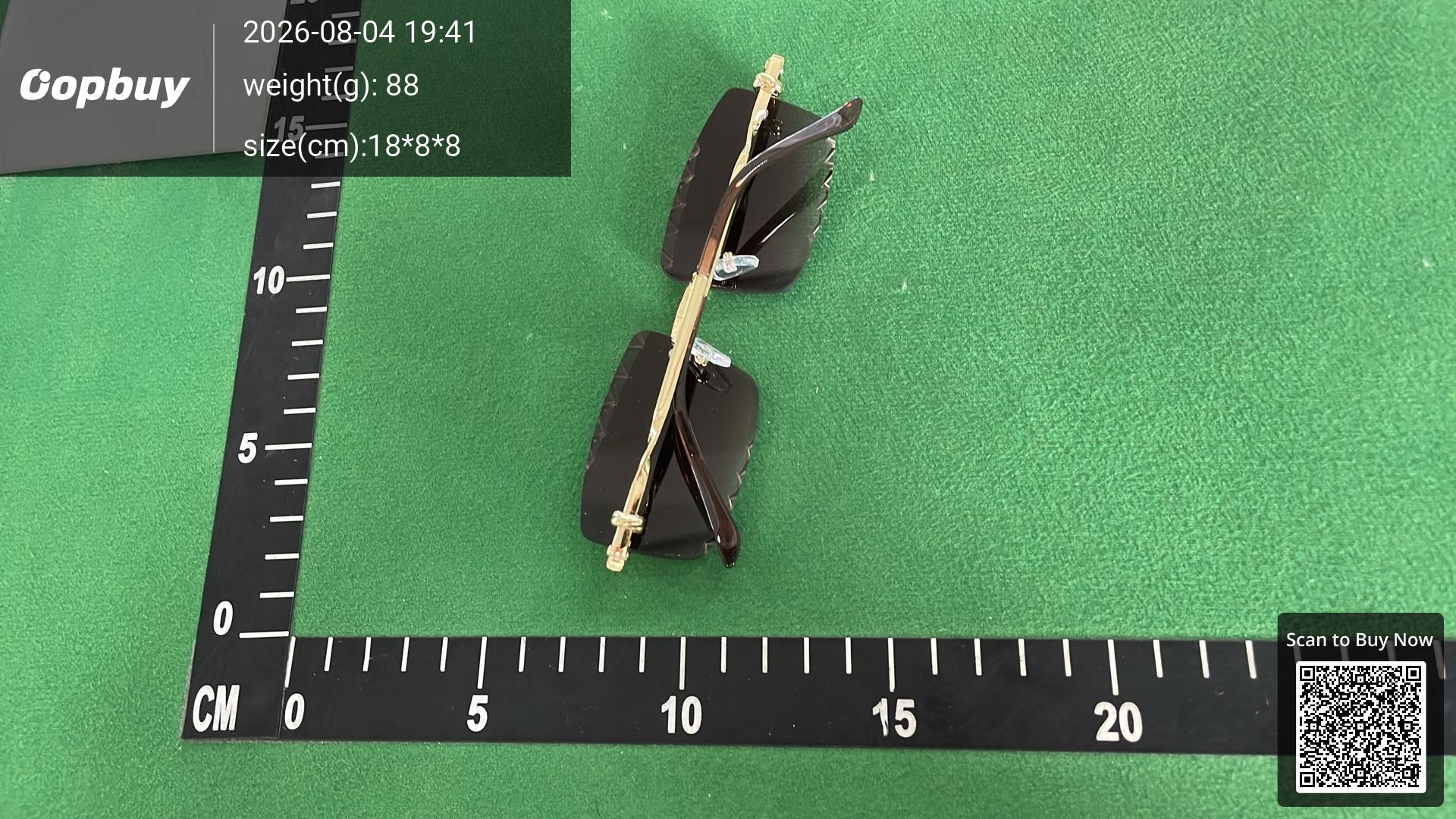 Foto QC 3 de Other Square-Frame Rimless Metal Sunglasses Gold Brown Gradient