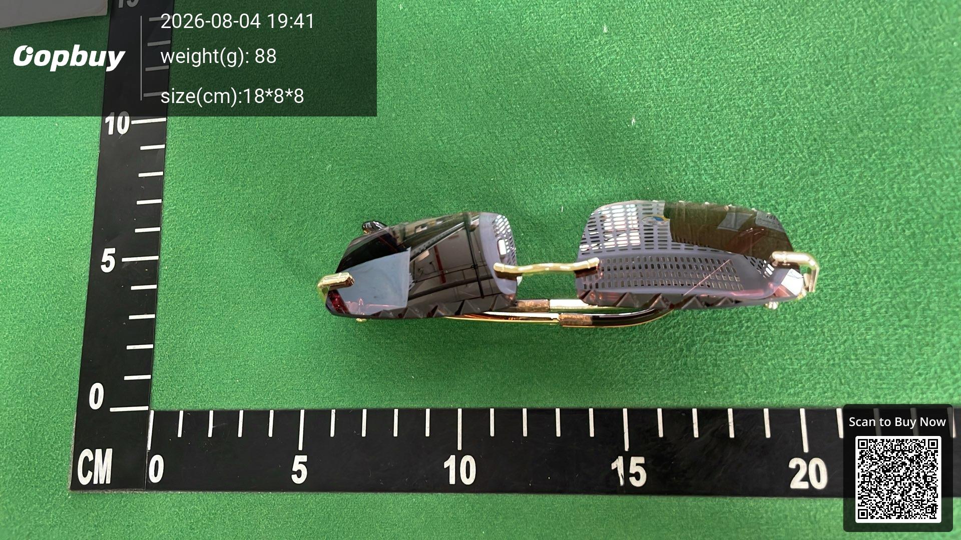 Foto QC 1 de Other Square-Frame Rimless Metal Sunglasses Gold Brown Gradient
