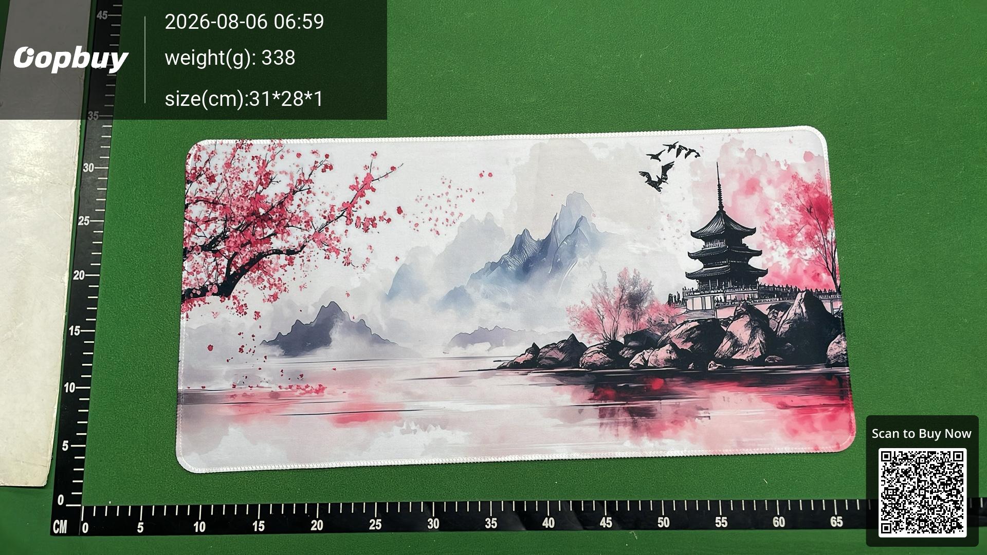 Foto QC 6 de Unbranded Ink Wash Cherry Blossom Desk Mat Large White/Pink
