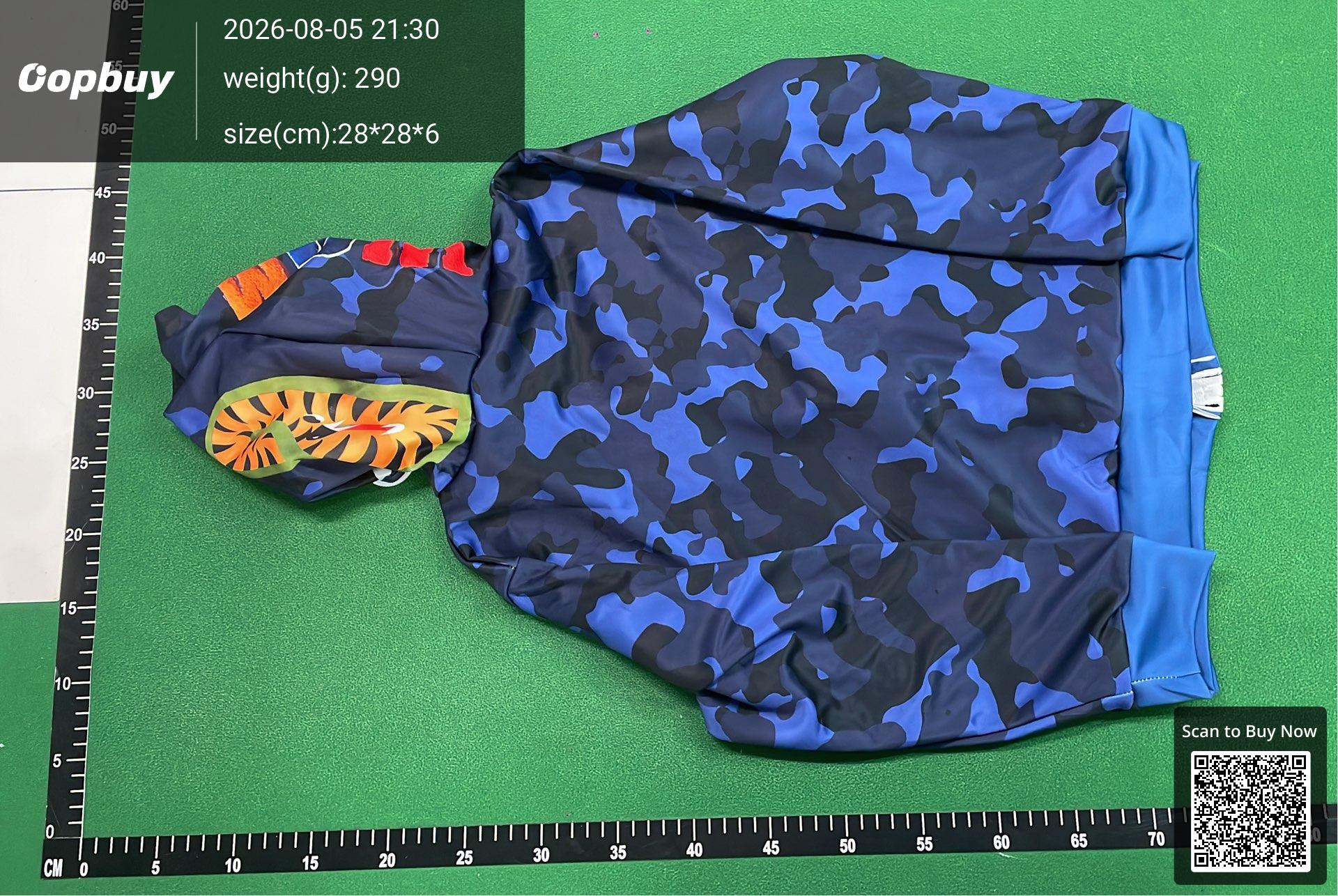 Foto QC 7 de BAPE Kids Hoodie Shark ABC Camo WGM Blue