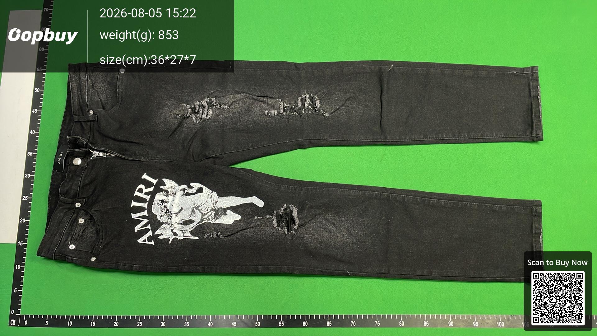 Foto QC 6 de Amiri Jeans Distressed Varsity Logo Black